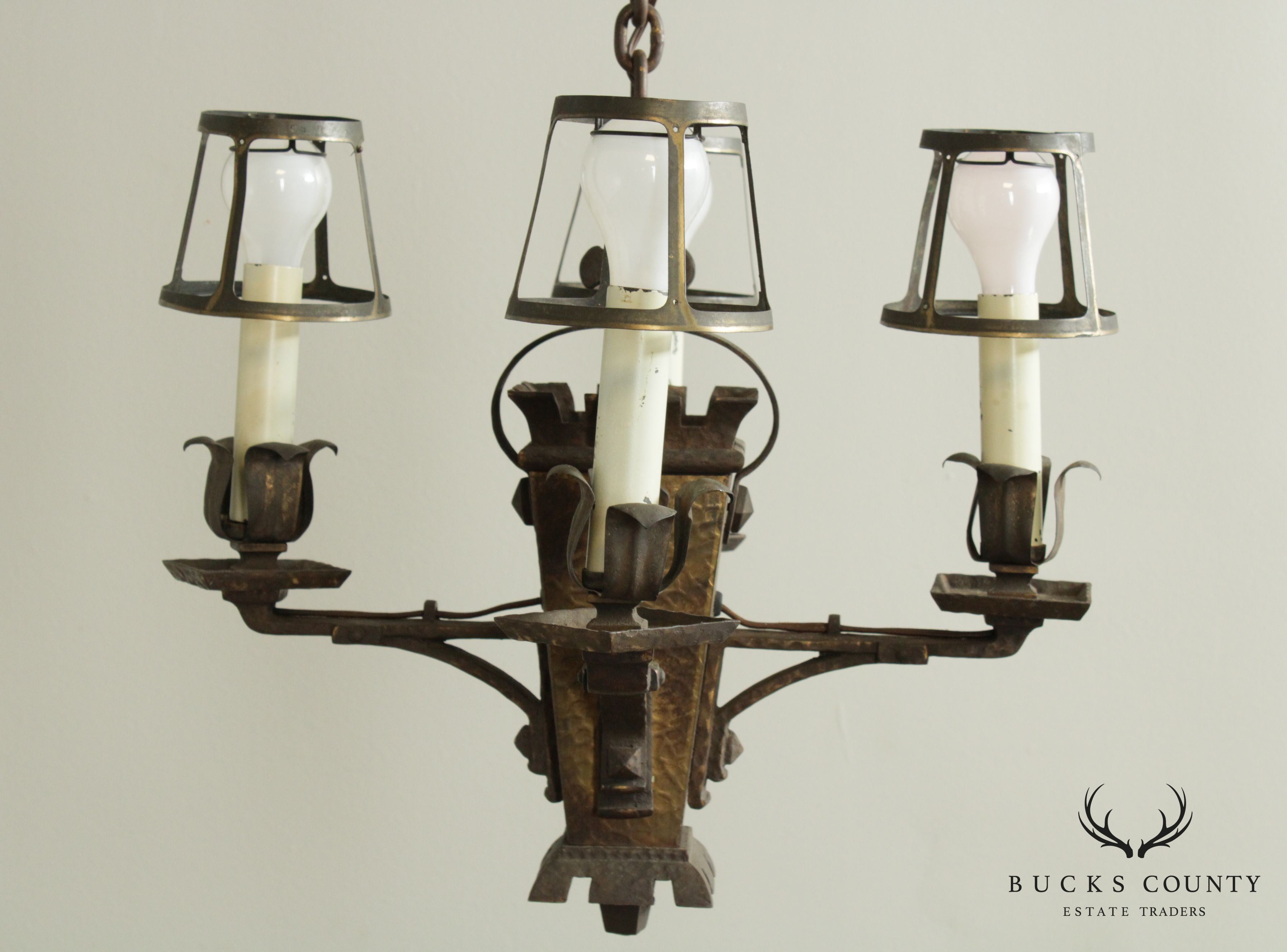 Antique Arts and Crafts 4 Light Chandelier