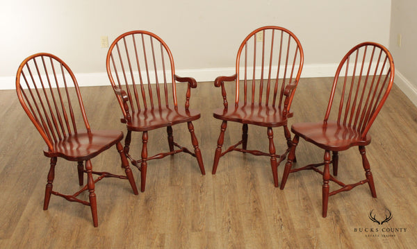 Tom Seely Hand Crafted Set of Four Windsor Style Cherry Dining Chairs