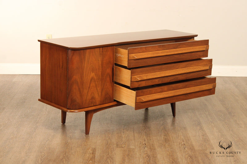 United Furniture Mid Century Modern Sculpted Walnut Dresser