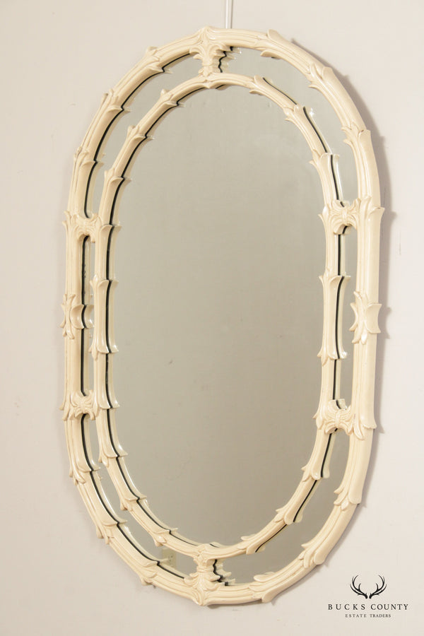 Gampel Stoll Hollywood Regency Oval Lacquered Hanging Mirror