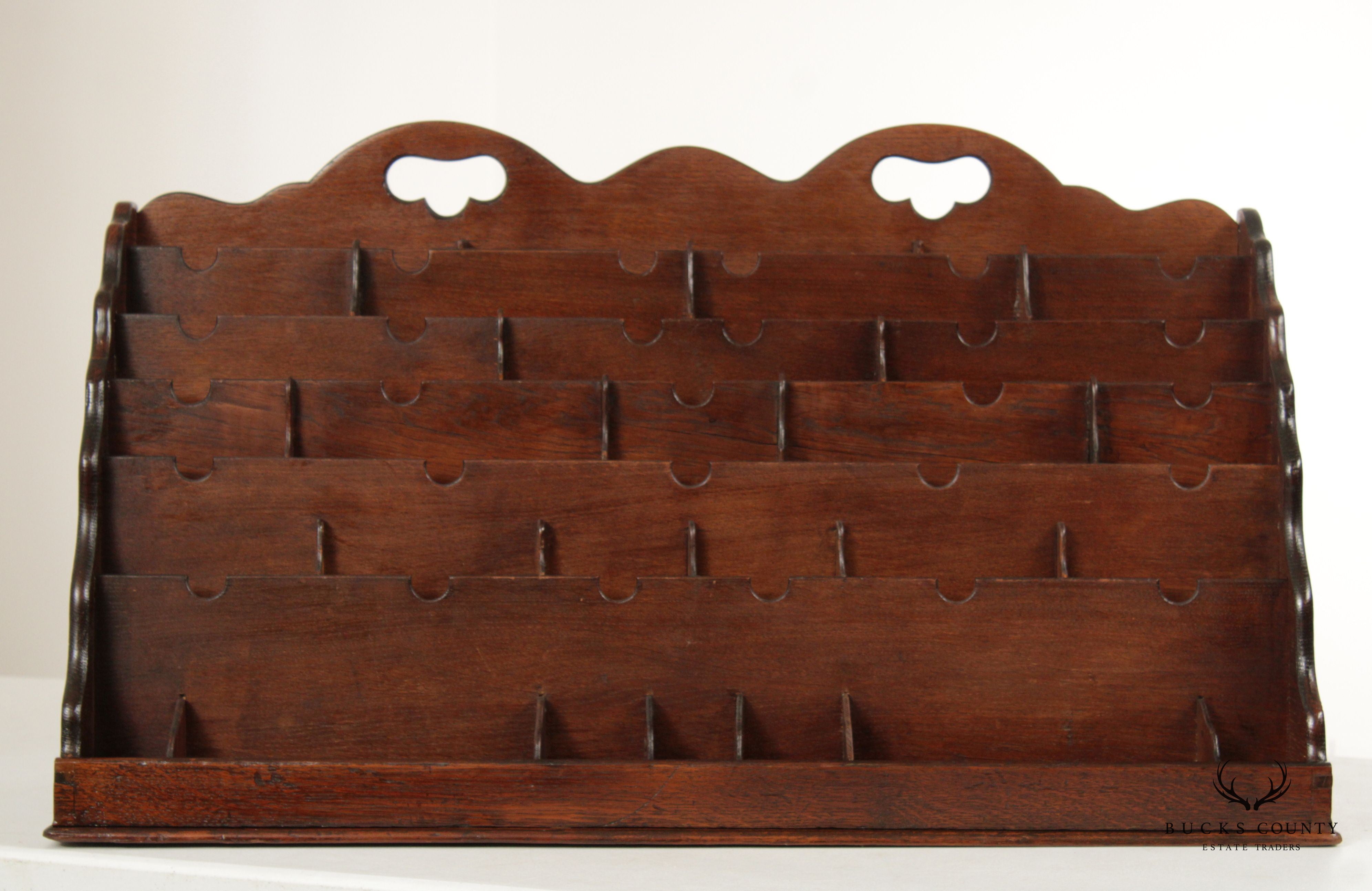 Antique Victorian Carved Oak Letter Holder