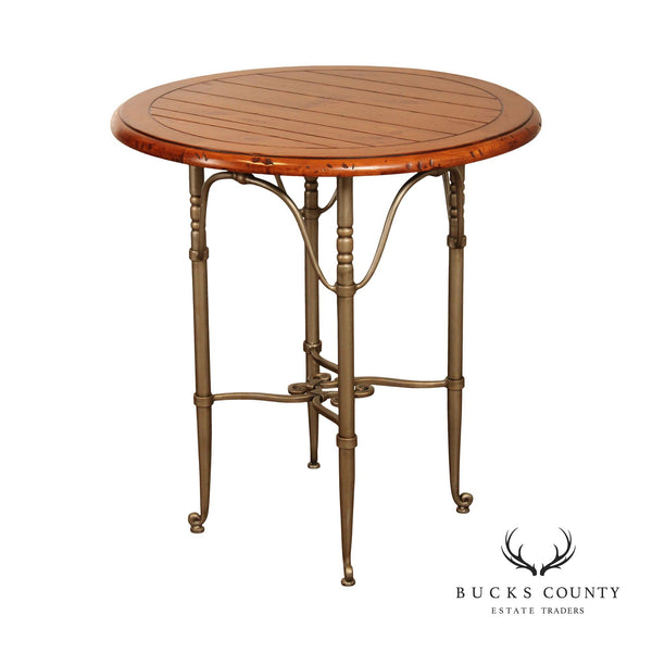 French Style Pine Top Iron Base Pub Table