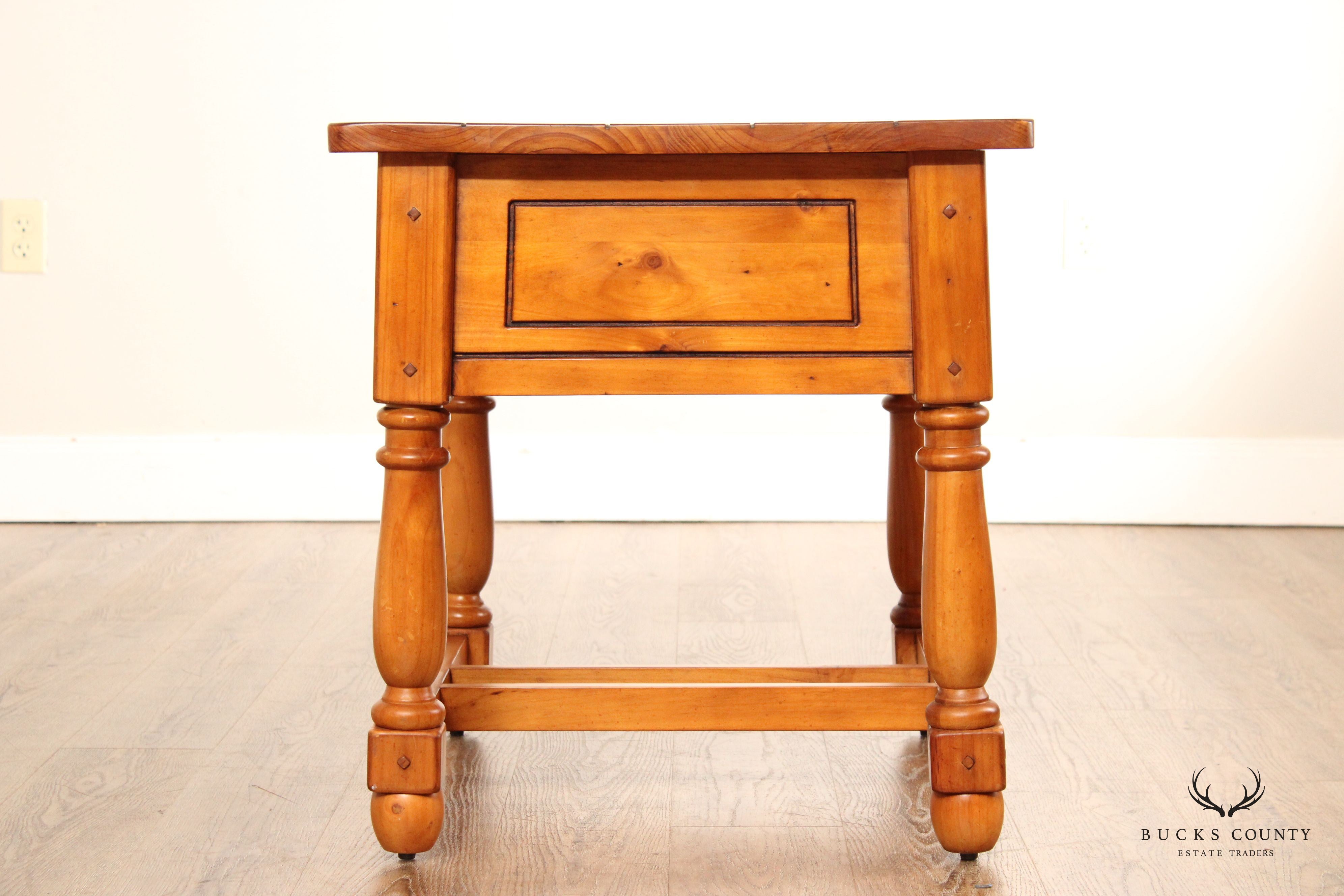 English Traditional Style Pine One-Drawer Side Table