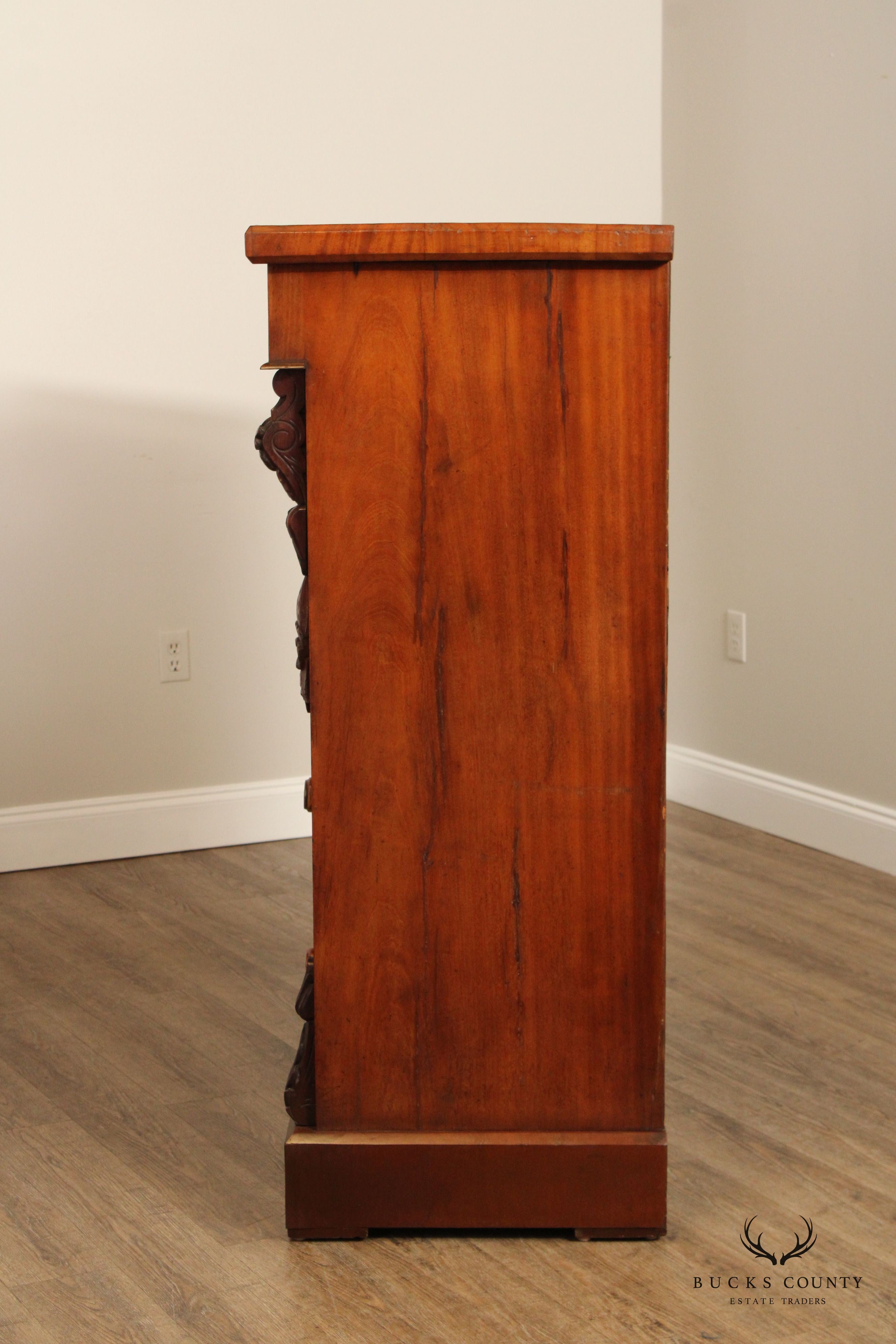 Antique Empire Period Carved Mahogany Tall Chest