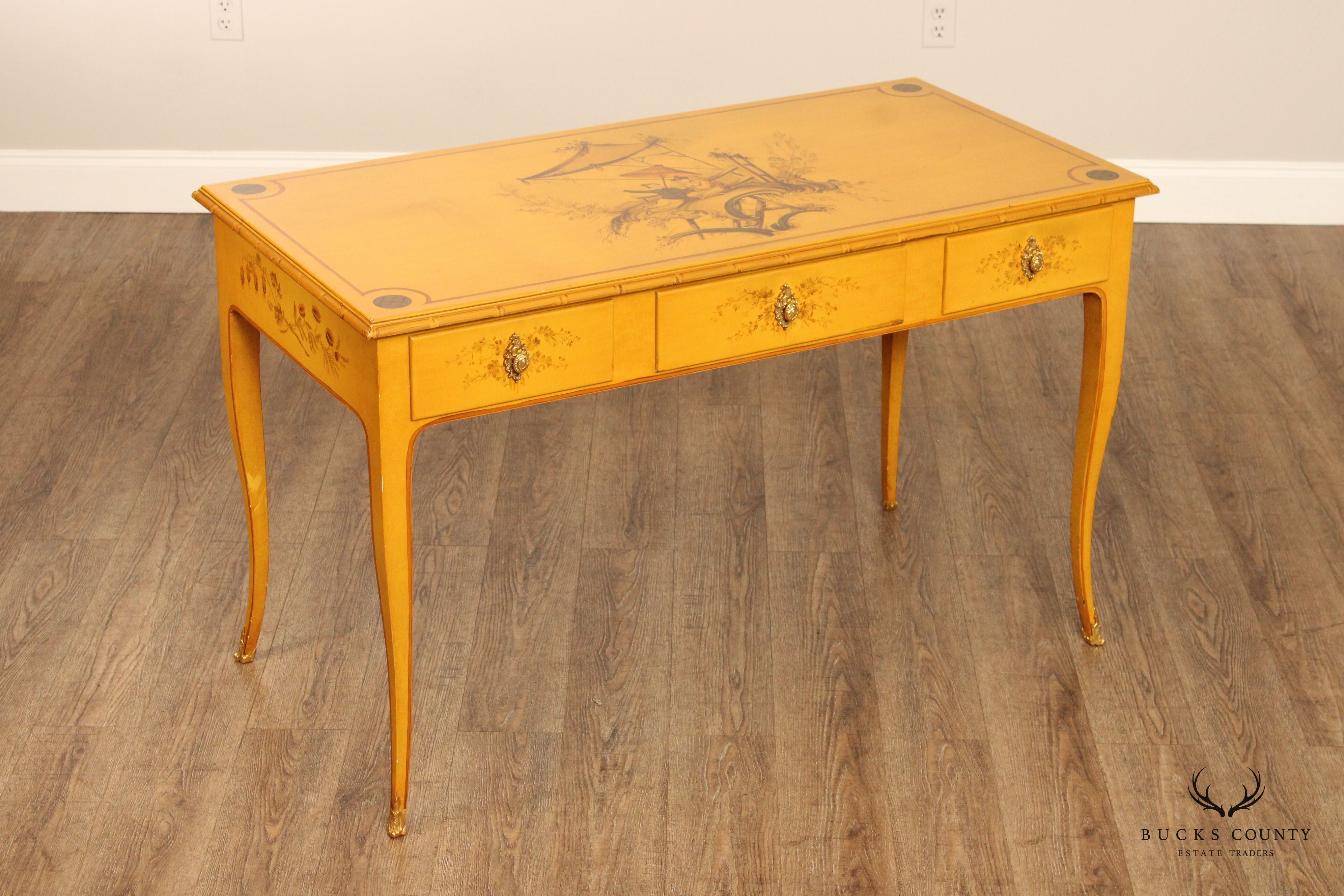 Chinoiserie Painted Three-Drawer Writing Desk