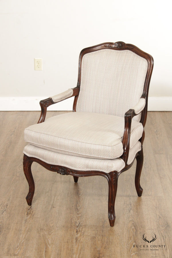 French Louis XV Style Carved Fauteuil Armchair