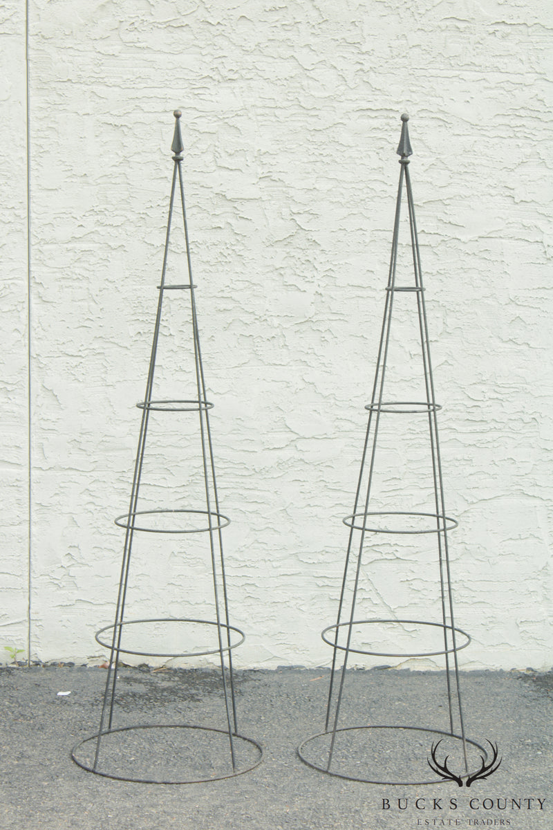 Vintage Pair of Iron Garden Obelisk