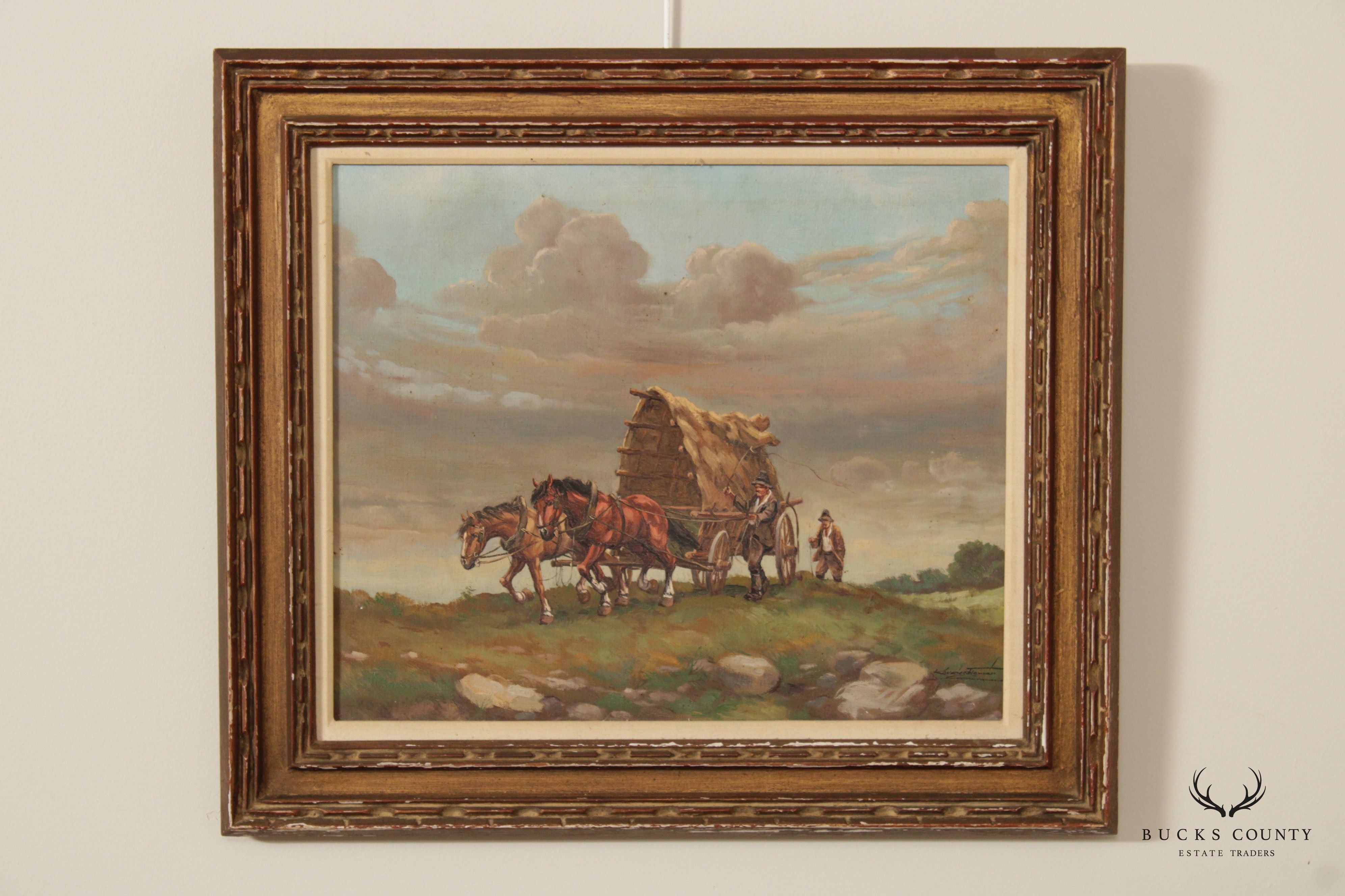 Elemer Kovacs Framed Covered Wagon Painting