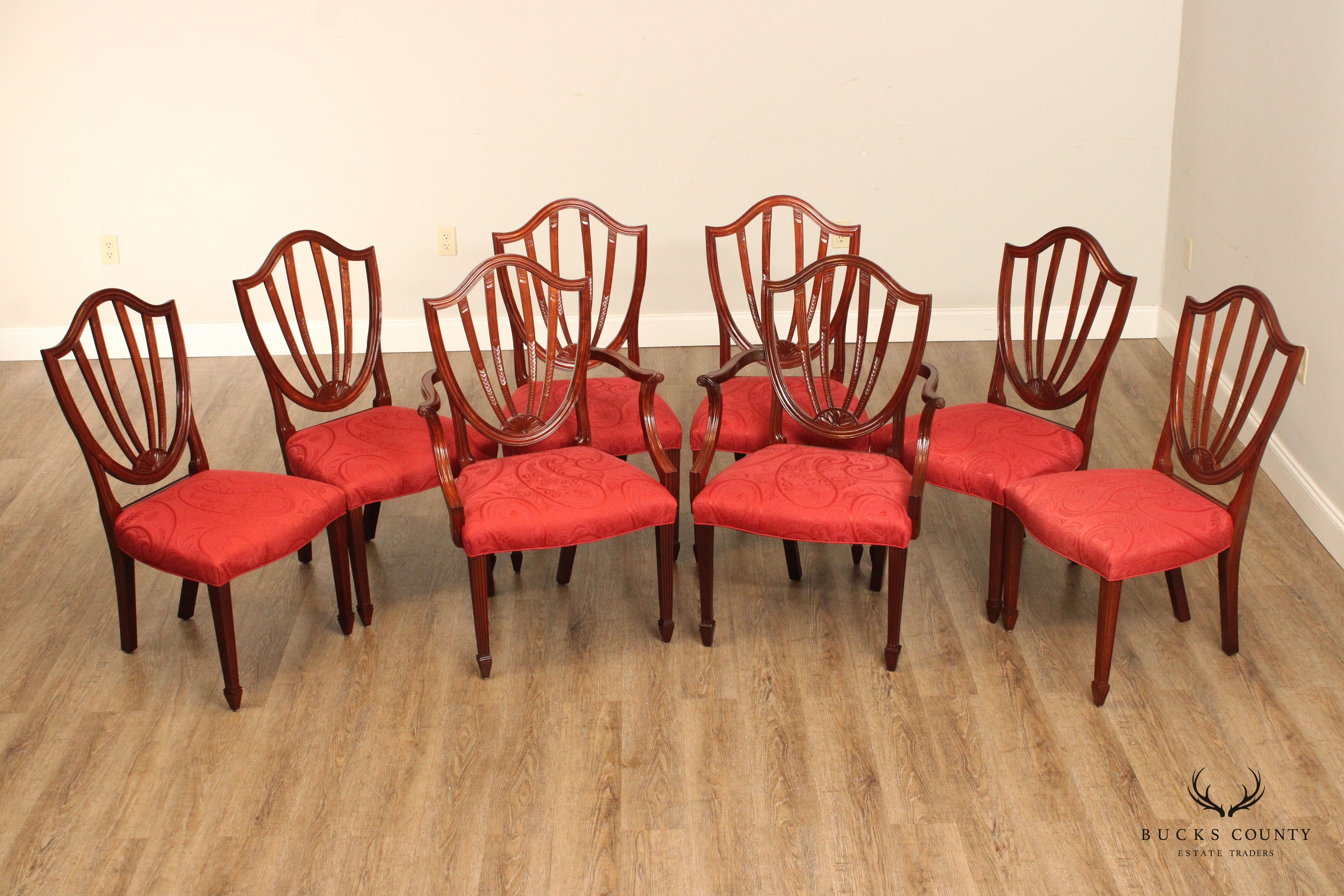 Baker Furniture Historic Charleston Set of Eight Carved Mahogany Dining Chairs