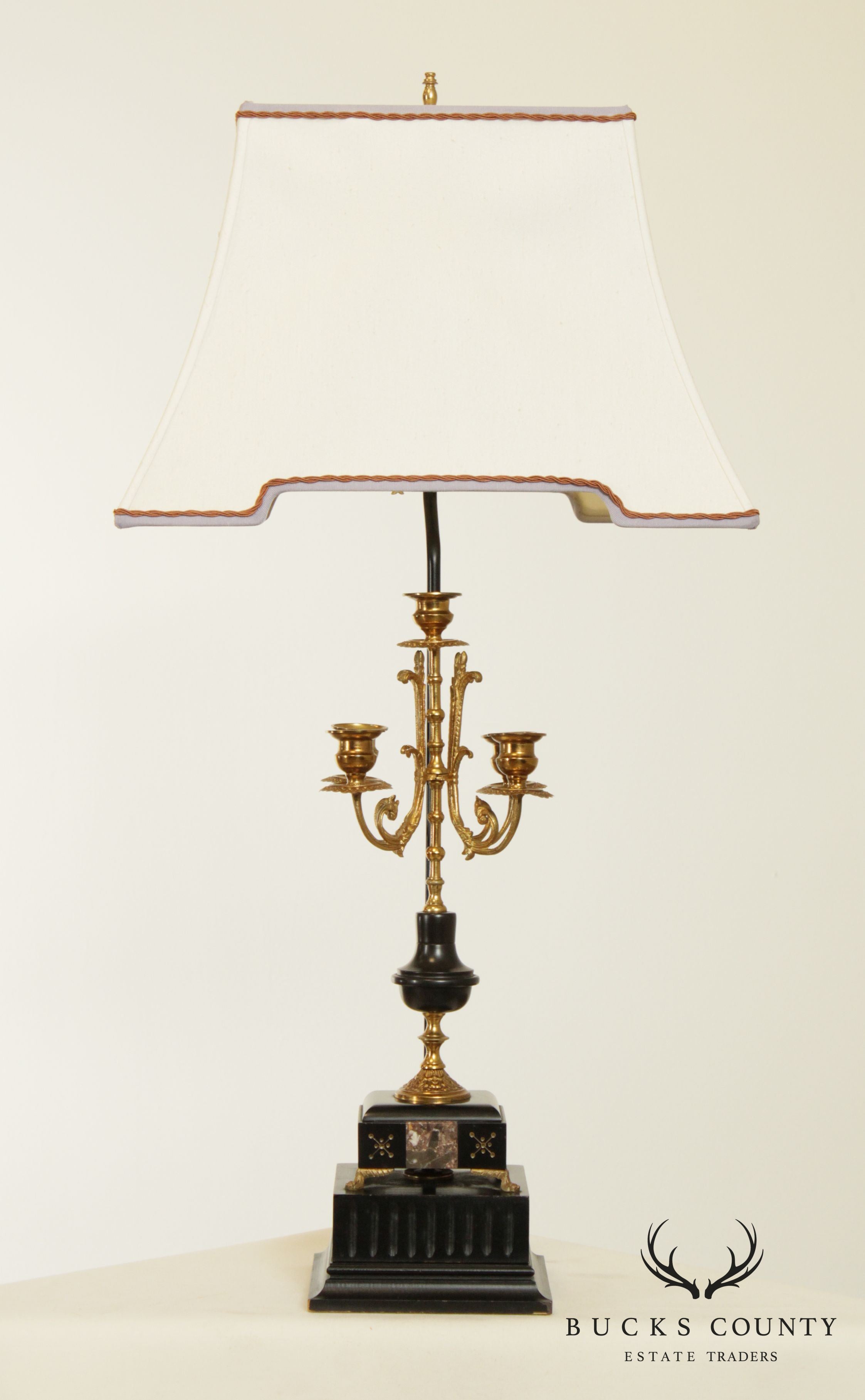 Antique French Bronze Candelabra Table Lamp