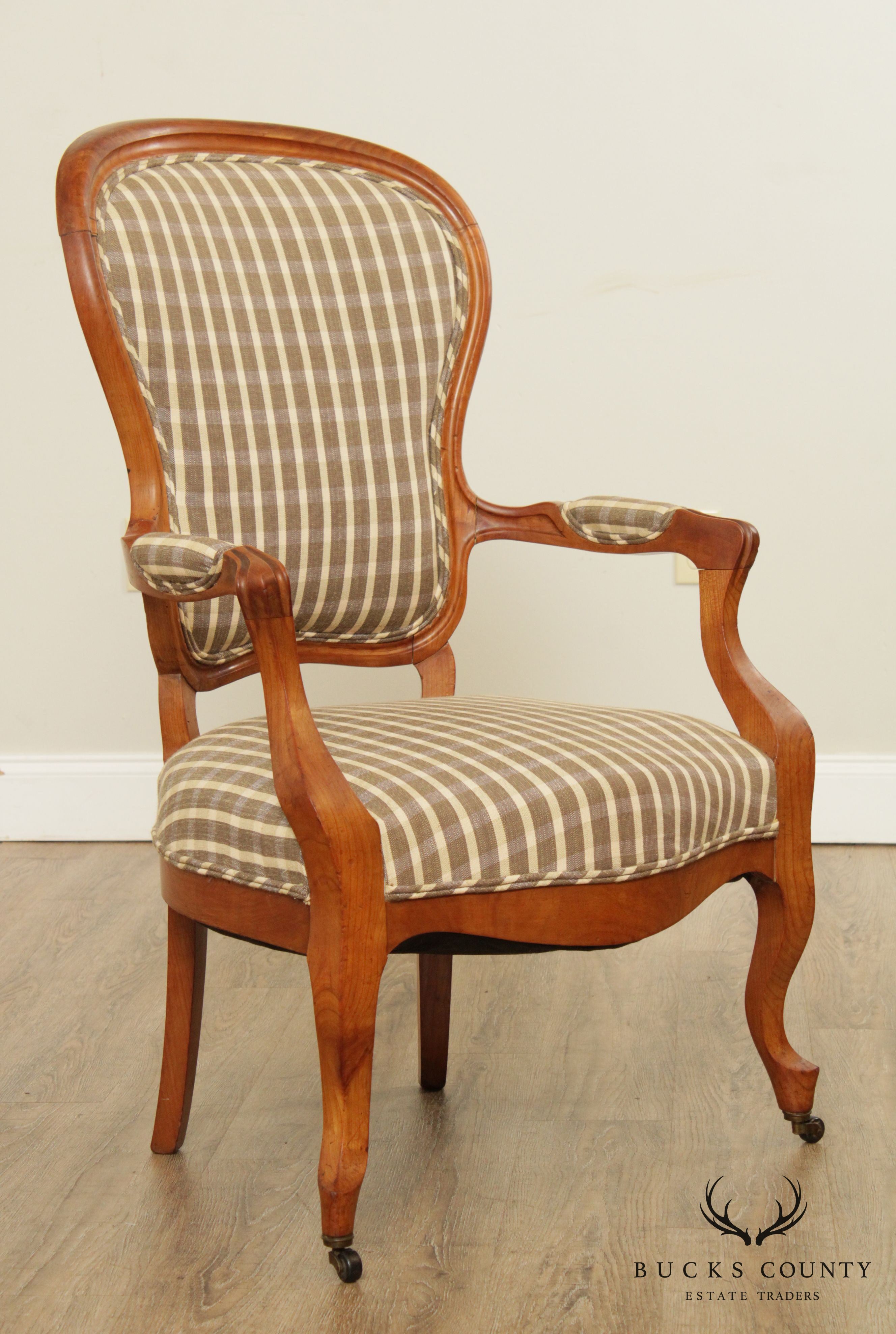 Antique Italian Walnut Spoon Back Armchair