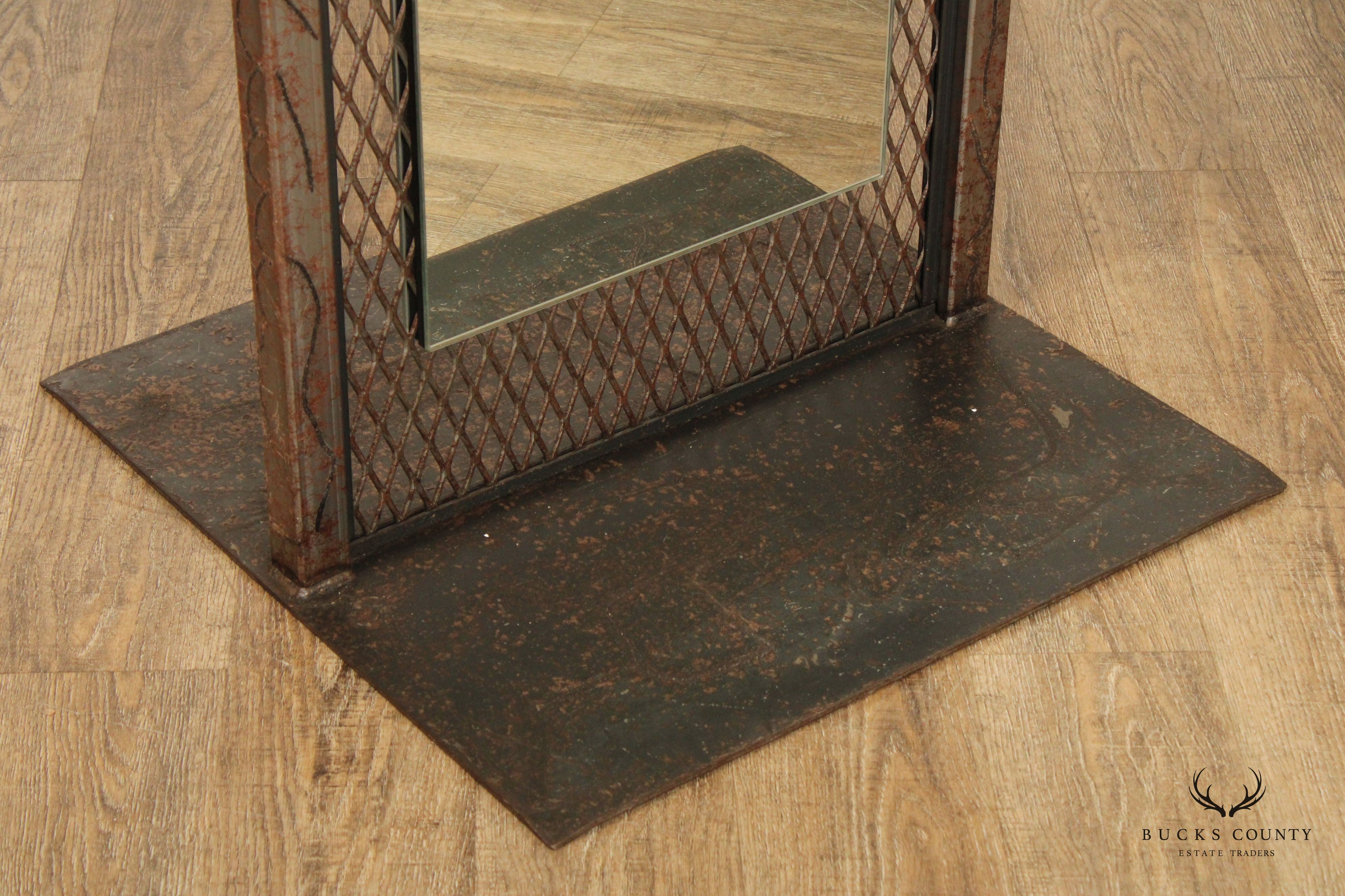 Unusual Custom Crafted Brutalist Steel Double Sided Dressing Mirror