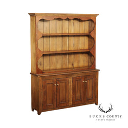 Antique Farmhouse Pine Hutch Top Buffet