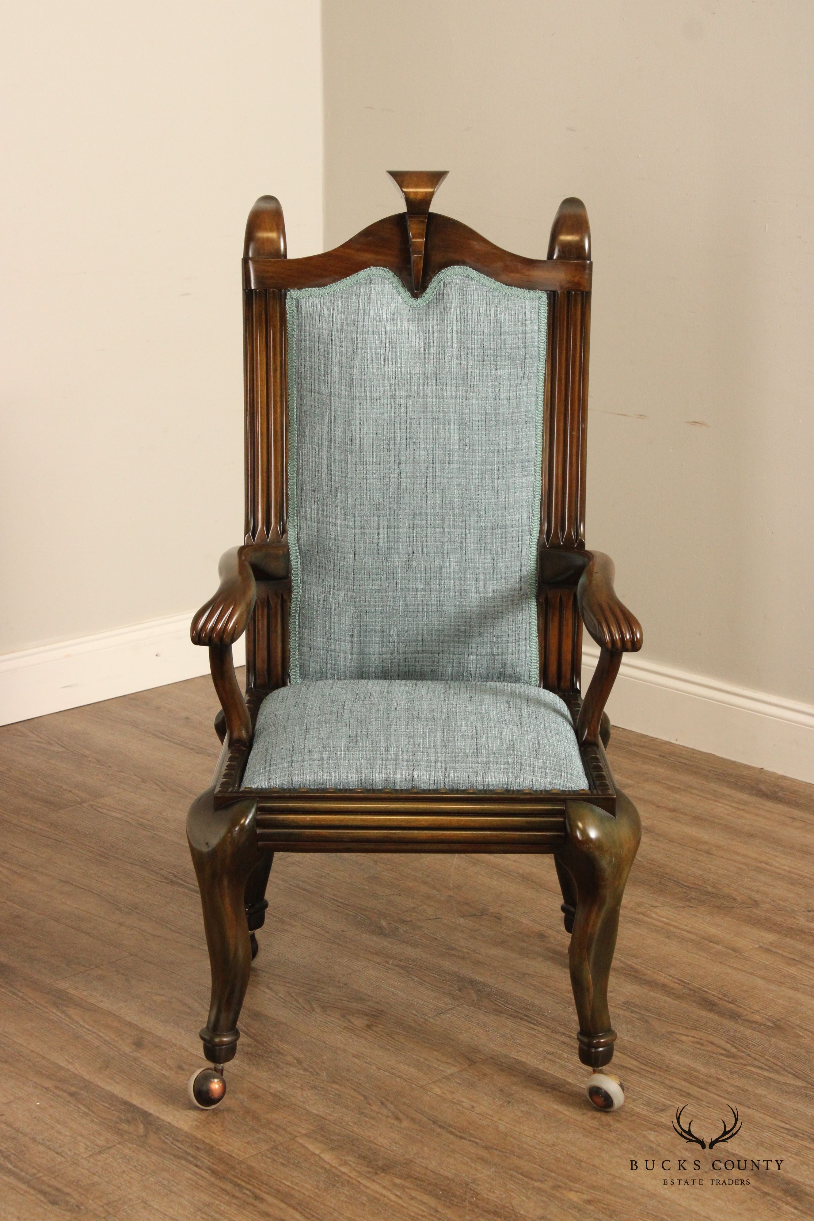 1930's Custom Sculpted Wood Executive Armchair