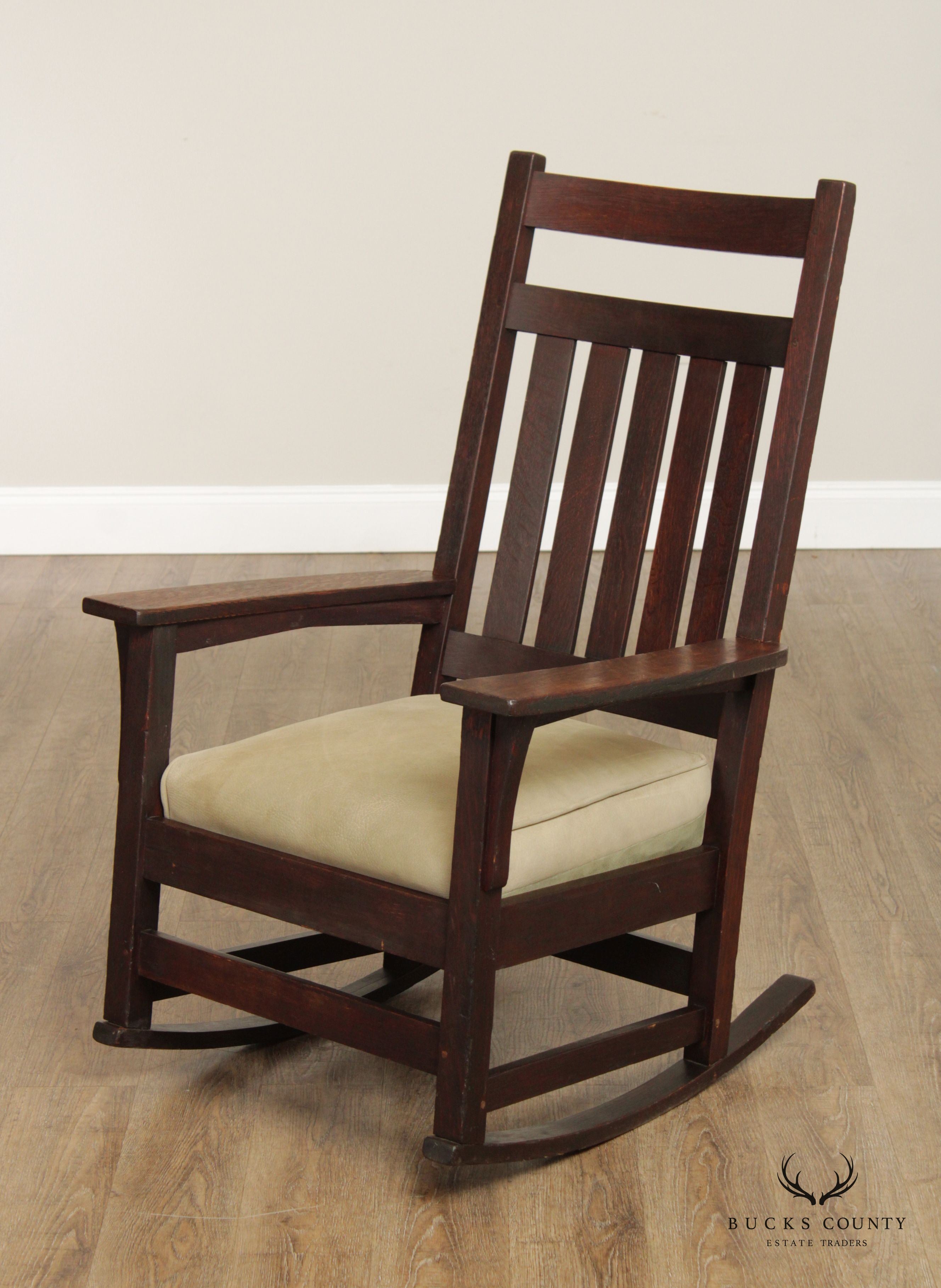 Gustav Stickley Antique Oak Arts & Crafts Rocking Chair model #393