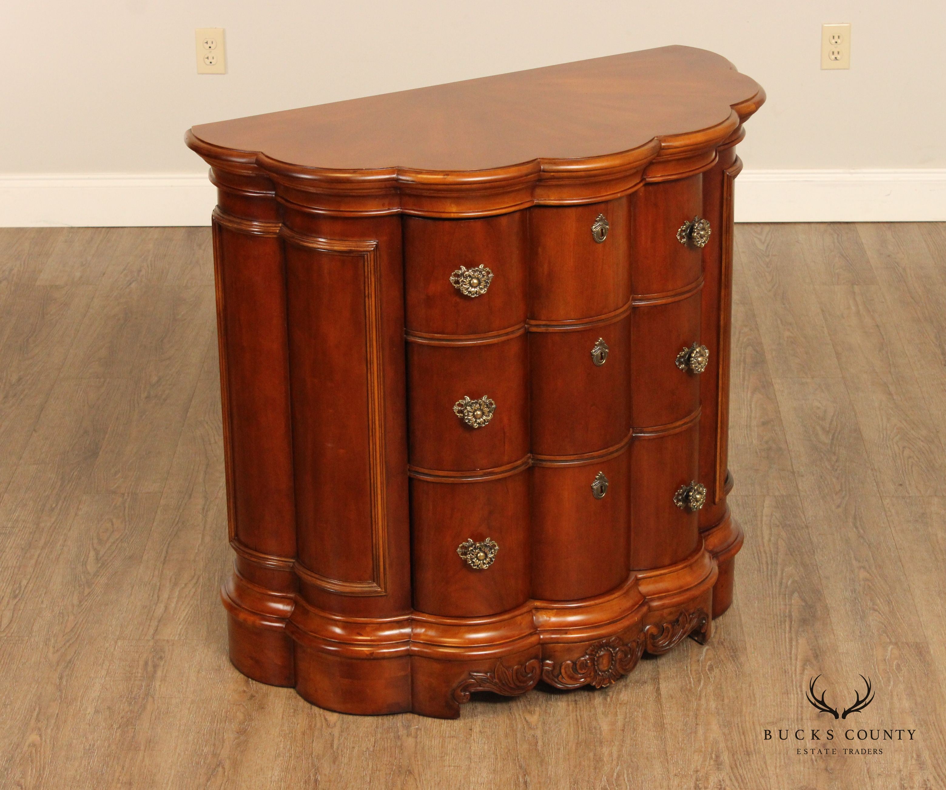 Pulaski Furniture Edwardian Style Cherry Demilune Chest of Drawers