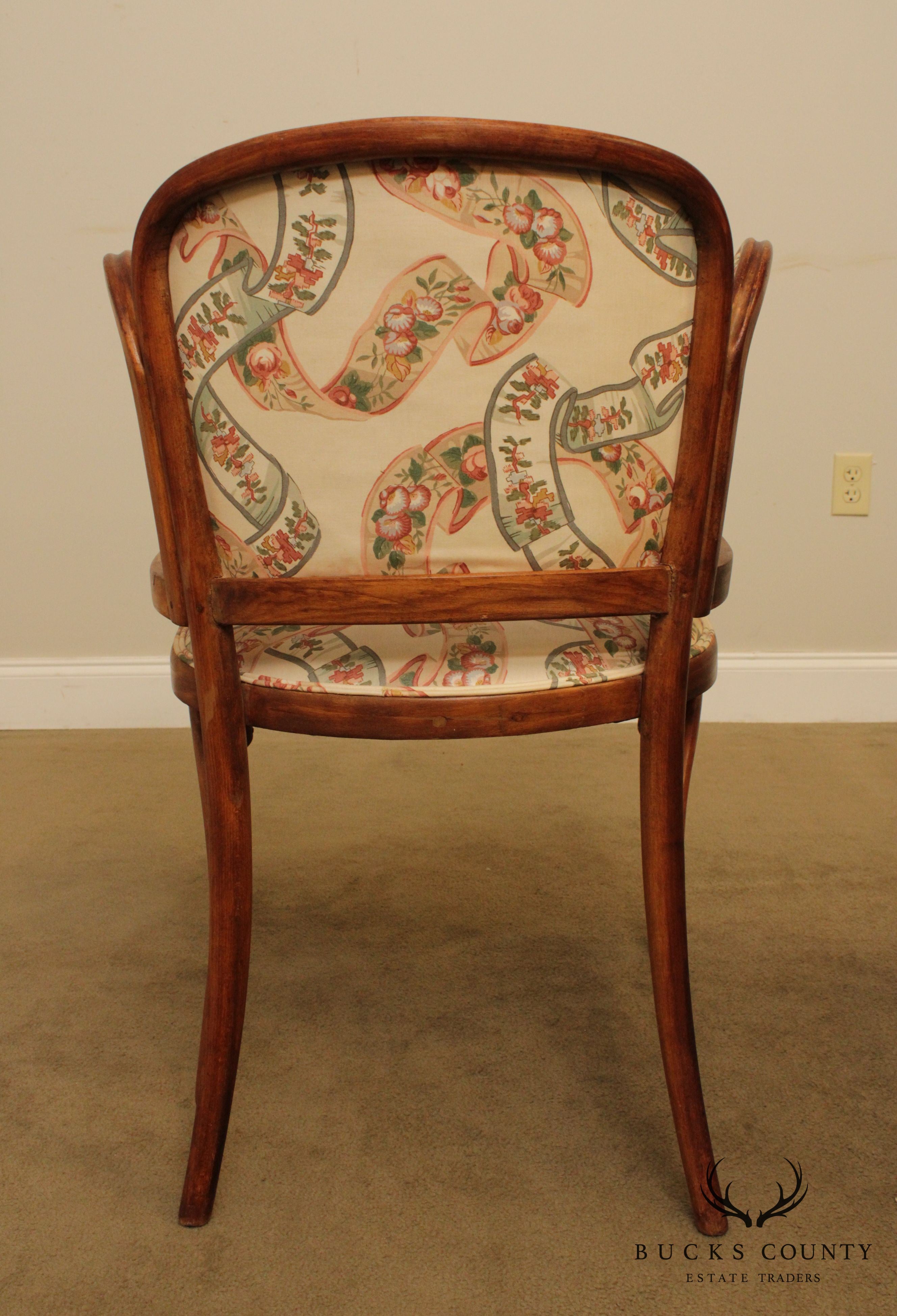 Art Nouveau Antique Pair Bentwood Armchairs