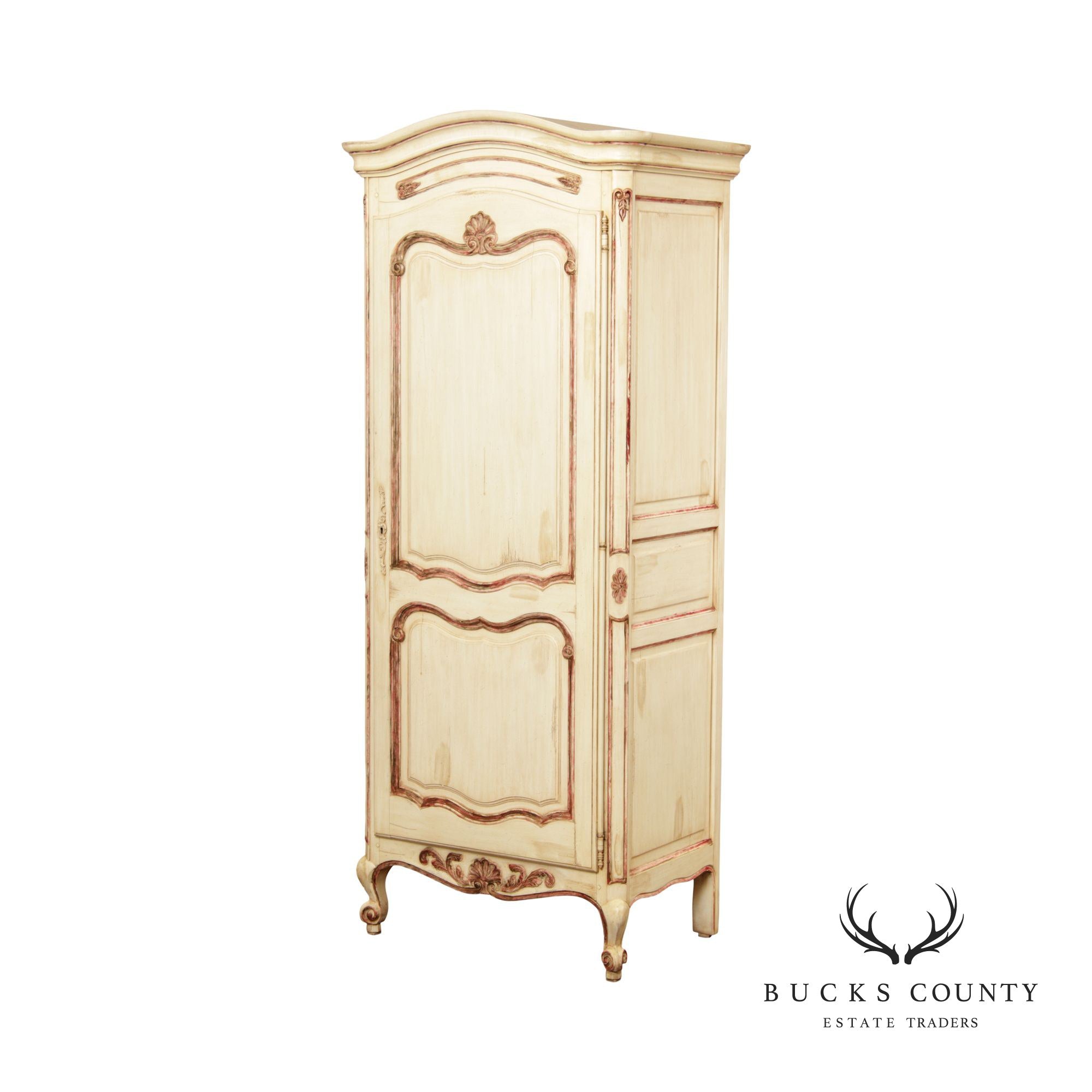 French Provincial Style Single Door Painted Pantry or Storage Cabinet