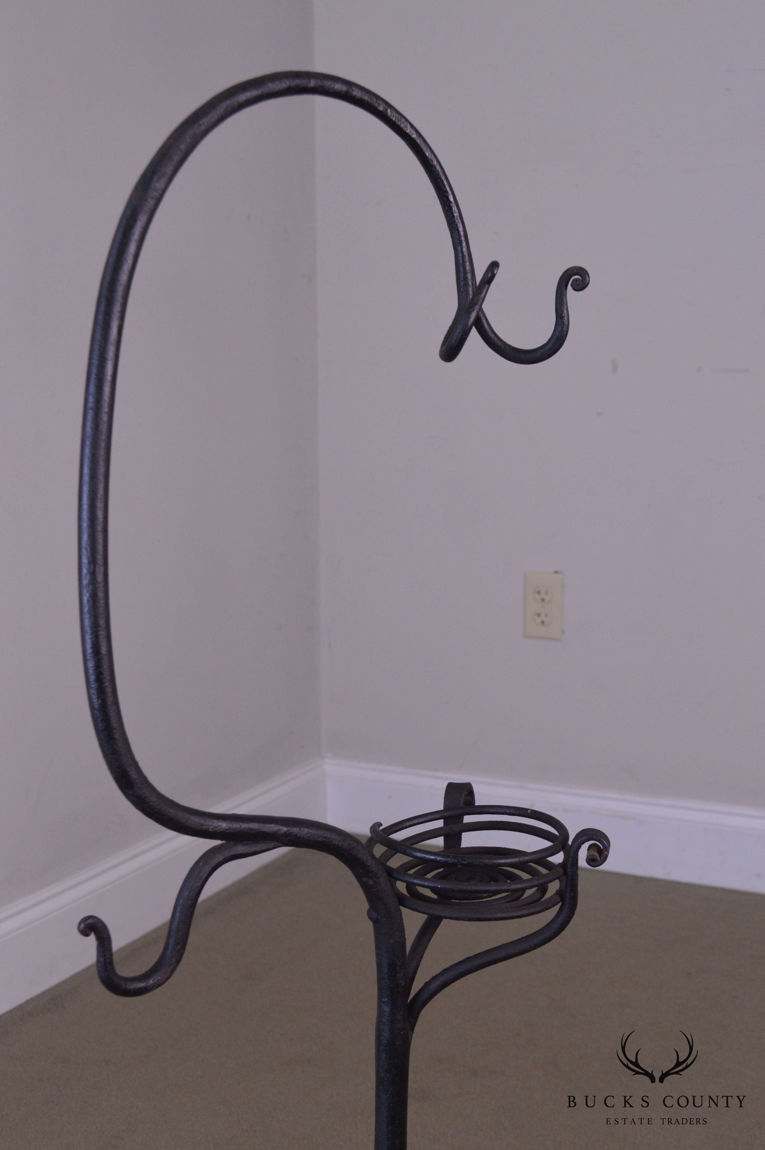 Antique Hand Wrought Iron Tea Kettle Stand