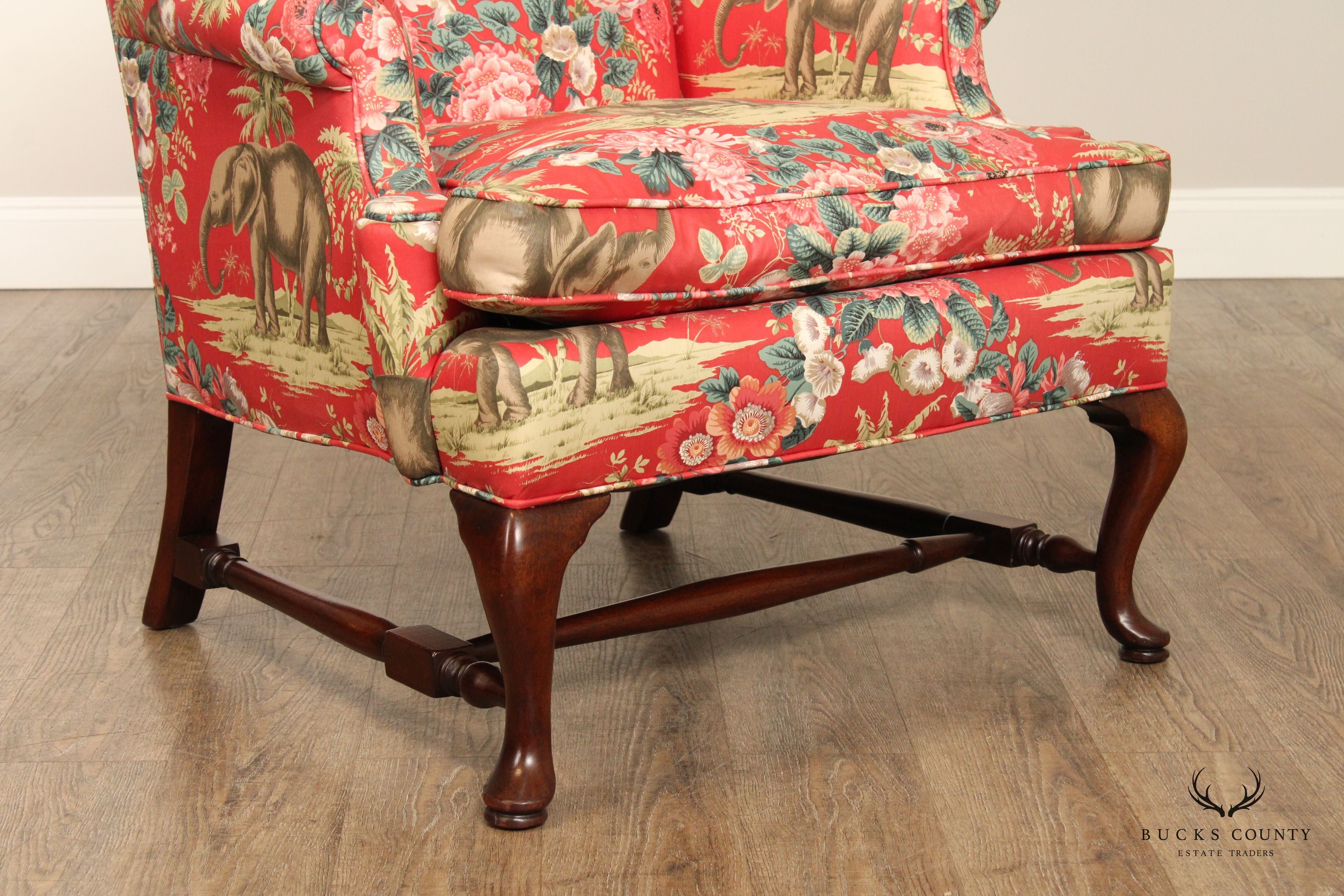 Queen Anne Custom Upholstered Wingback Chair