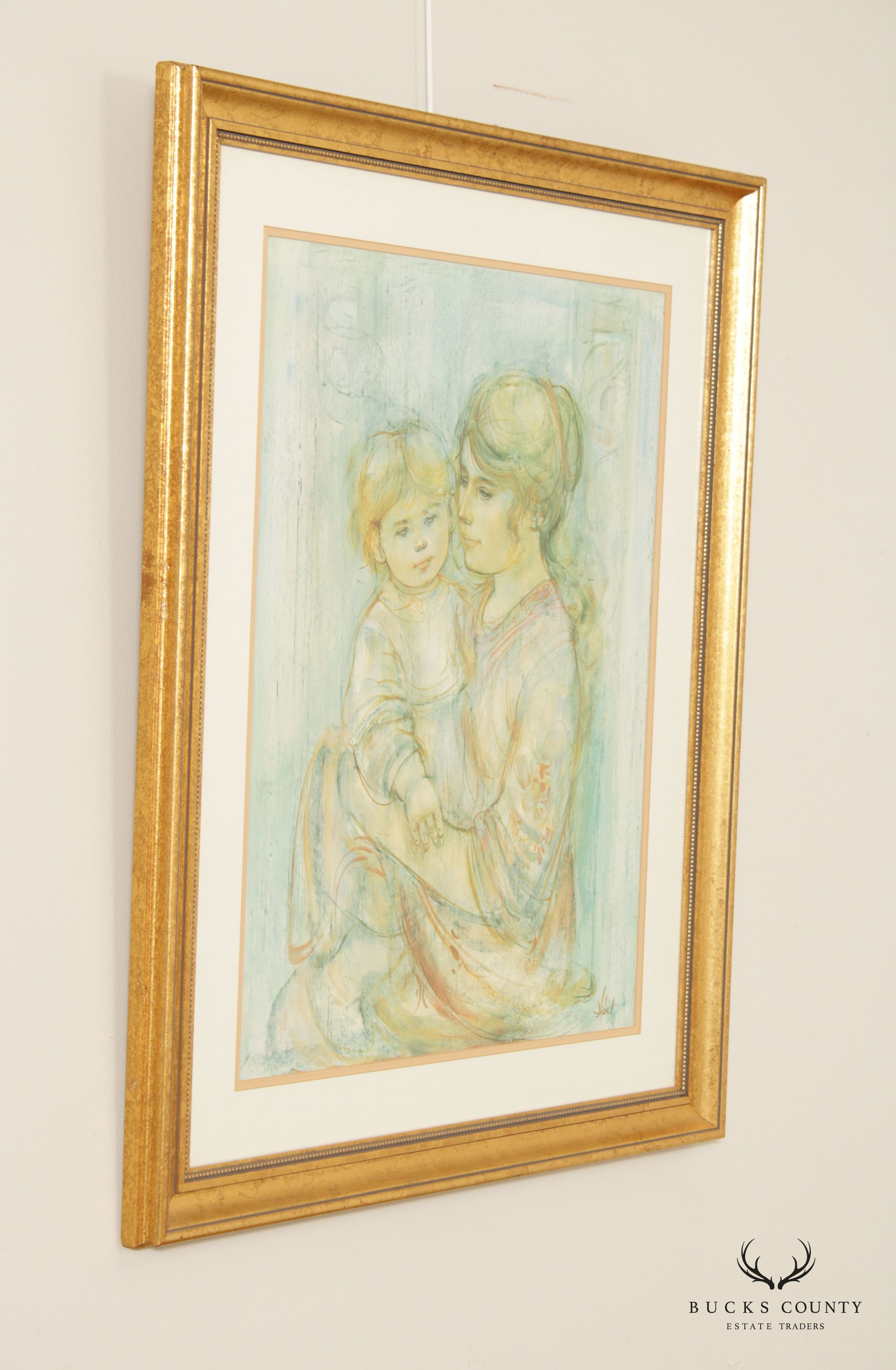 Edna Hibel Impressionist Style 'Beatrice and Baby' Lithograph