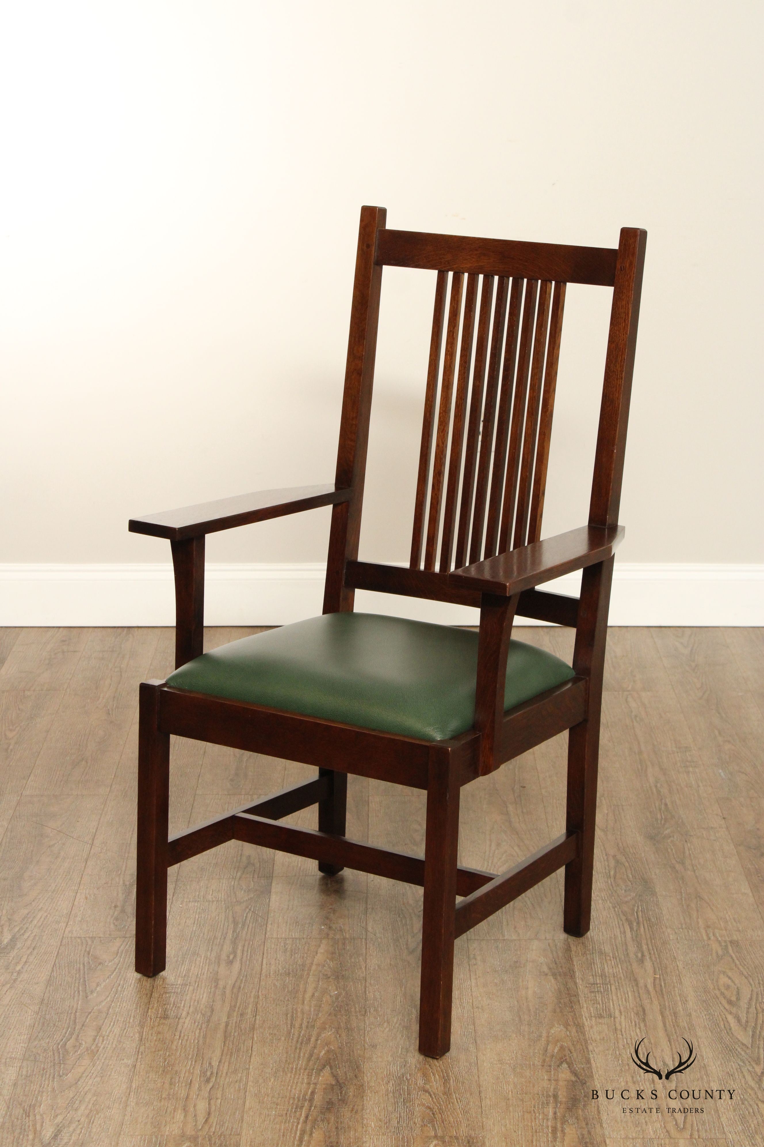 Stickley Mission Collection Set of Four Oak Spindle Dining Chairs