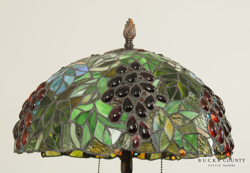 Art Nouveau Style Foliage Table Lamps with Art Glass Shades