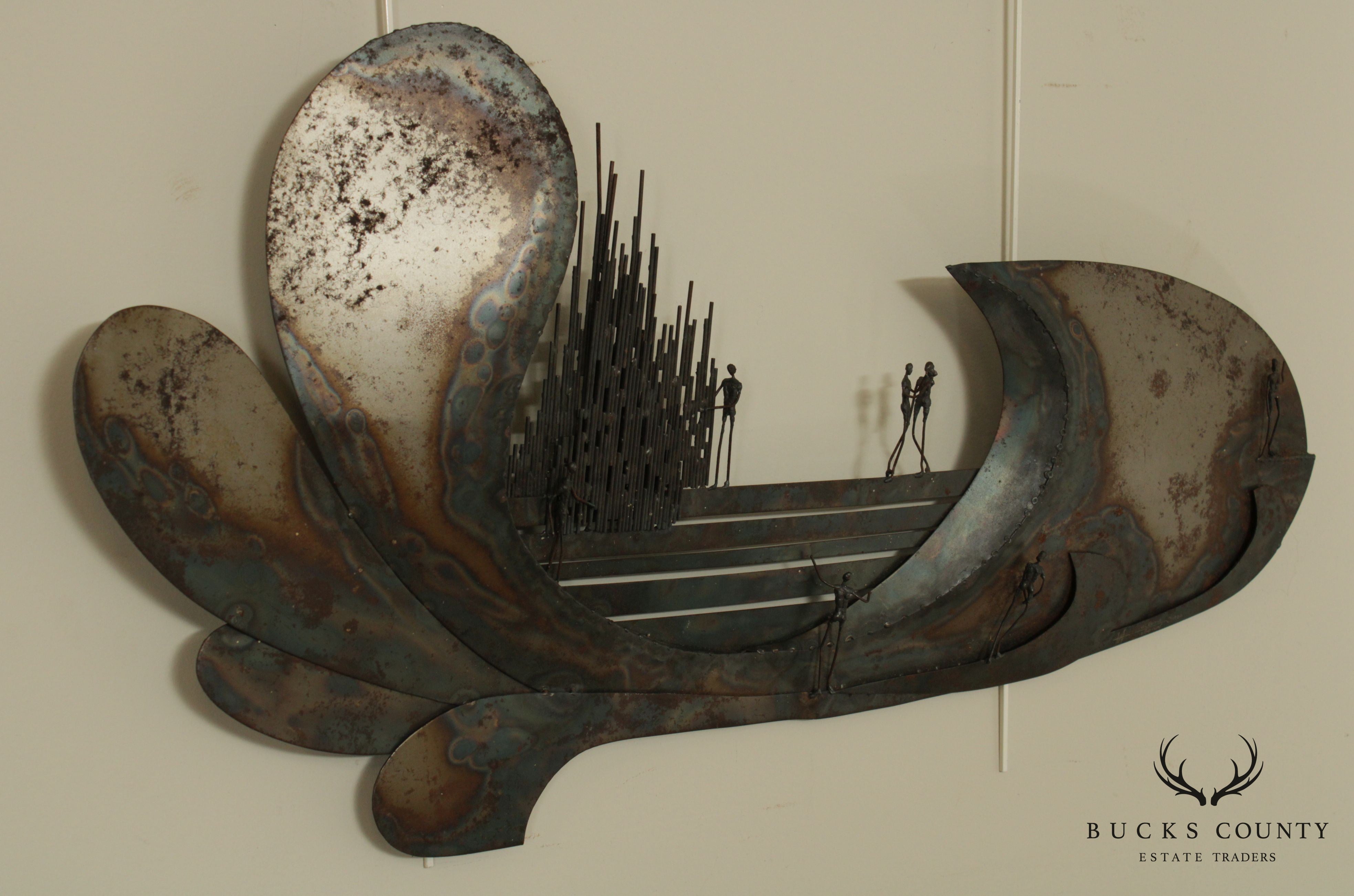 Arlene Abend Welded Steel, Metal Brutalist Wall Sculpture, 1982