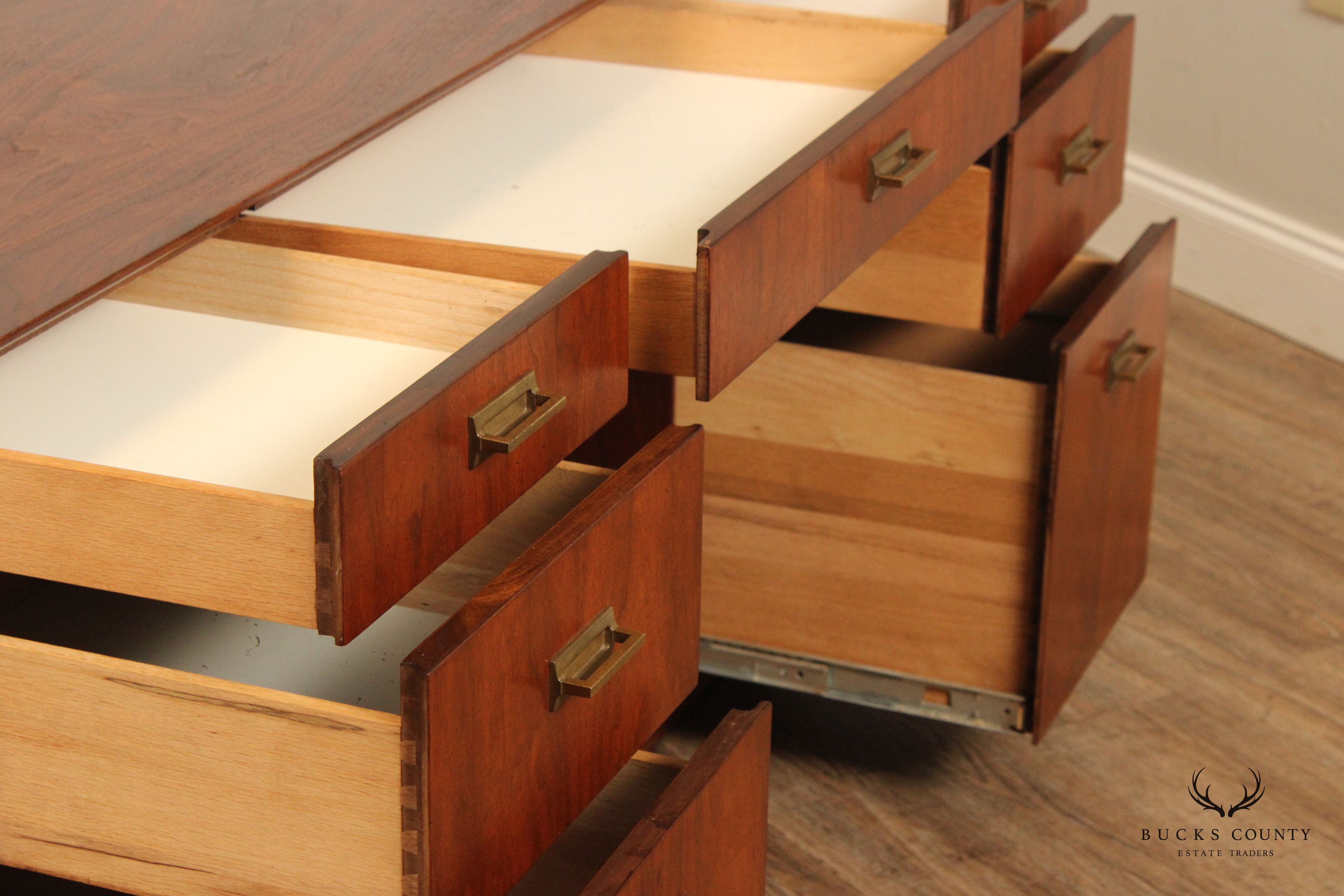 Founders Mid Century Modern Style Walnut Executive Desk