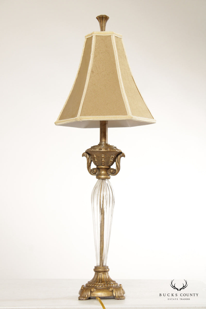 Italian Style Pair of Glass and Partial Gilt Table Lamps