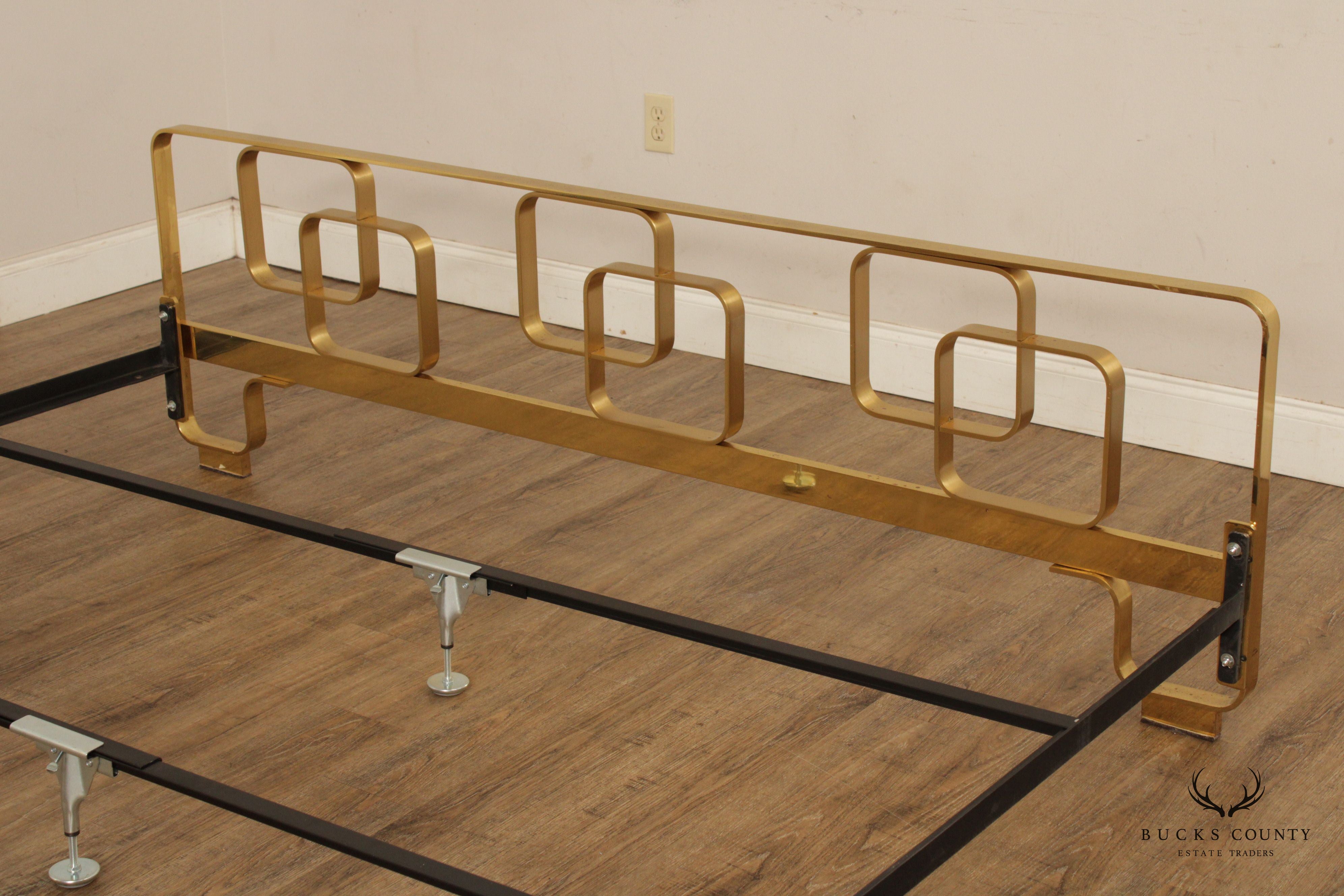 Italian Hollywood Regency Brass King Bed Frame