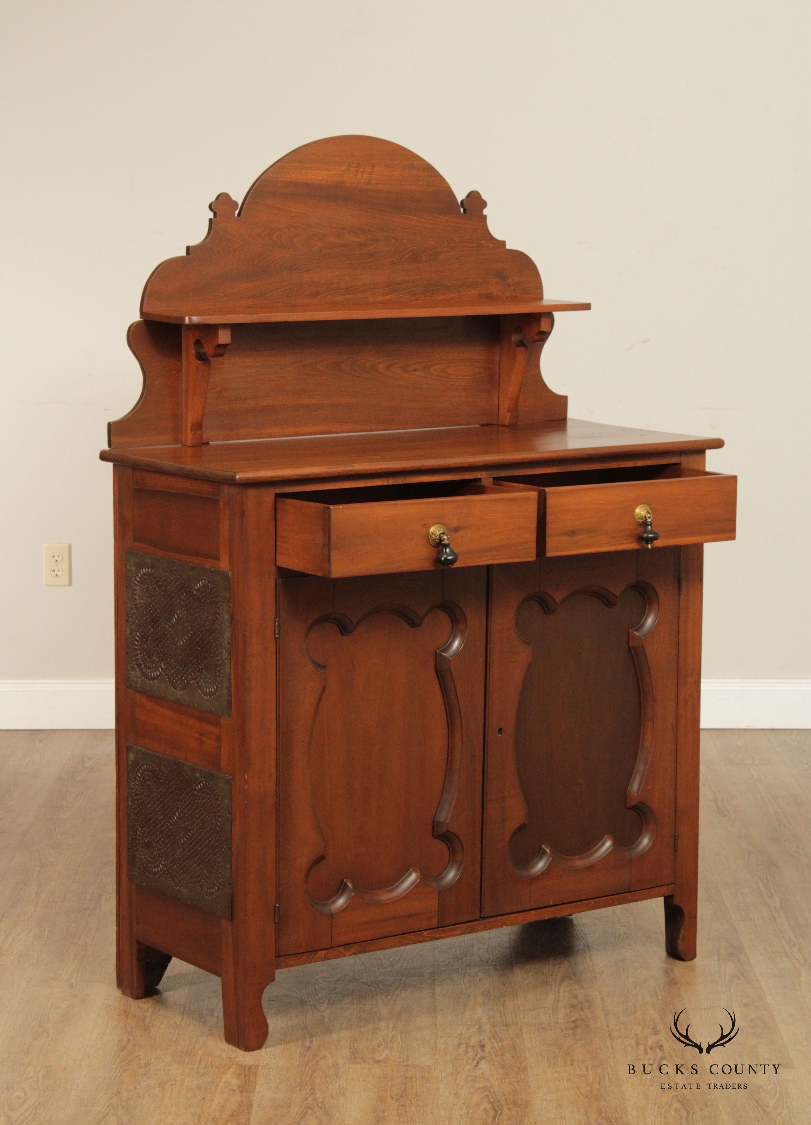 Antique Victorian Poplar Two-Door Pie Safe