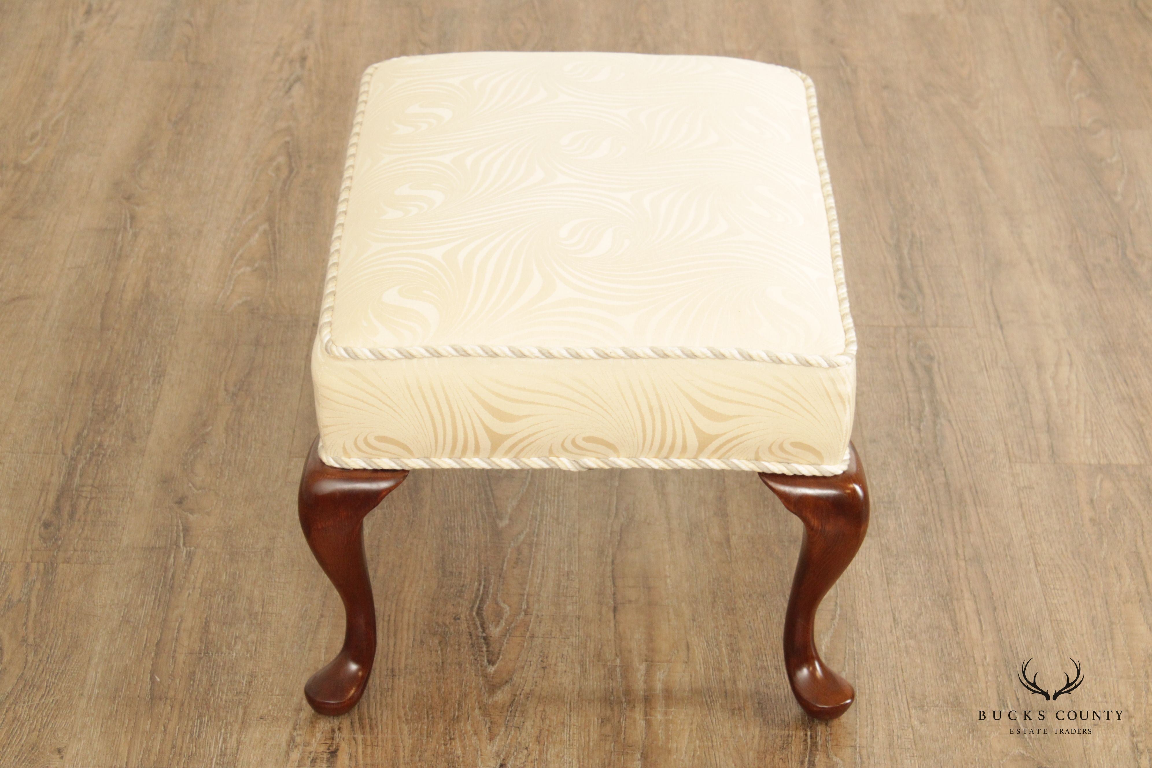 Hickory White Queen Anne Style Pair of Foot Stools or Ottomans