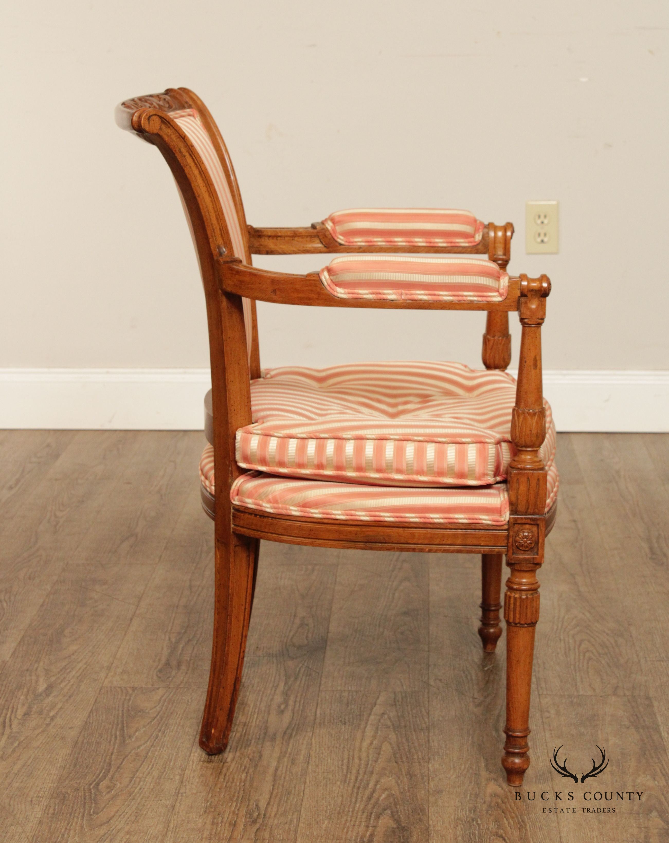 French Directoire Style Carved Fauteuil Arm Chair