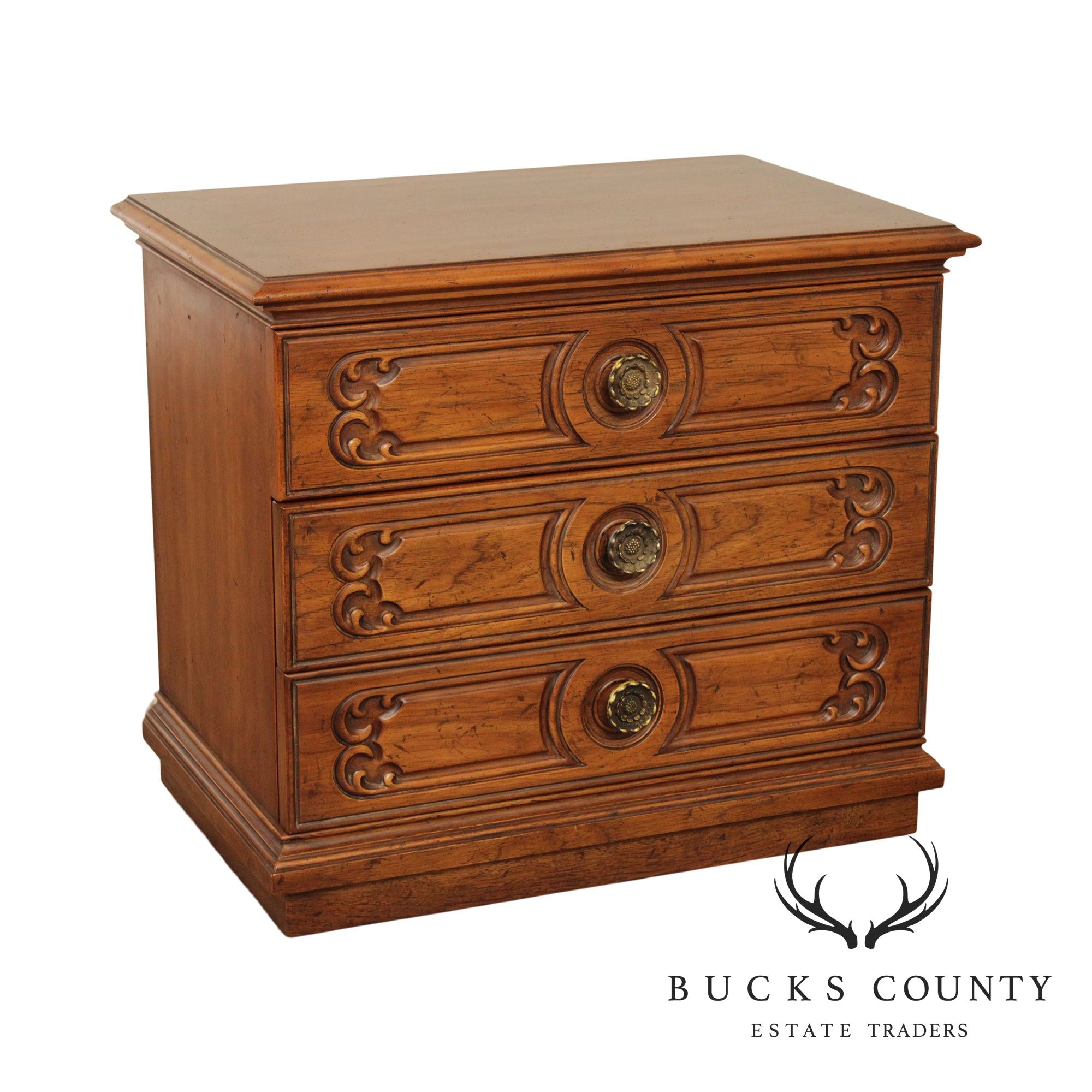 Heritage Grand Tour Collection Vintage Walnut 3 Drawer Chest, Nightstand