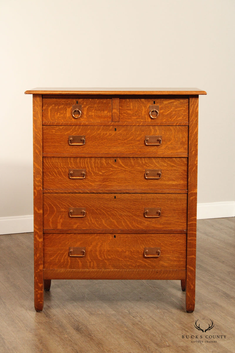 Stickley Brothers Antique Mission Oak Tall Chest of Drawers