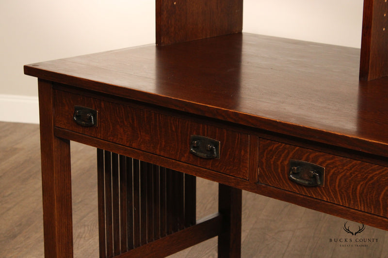 Stickley Mission Collection Oak Spindle Desk with Hutch – Bucks County ...