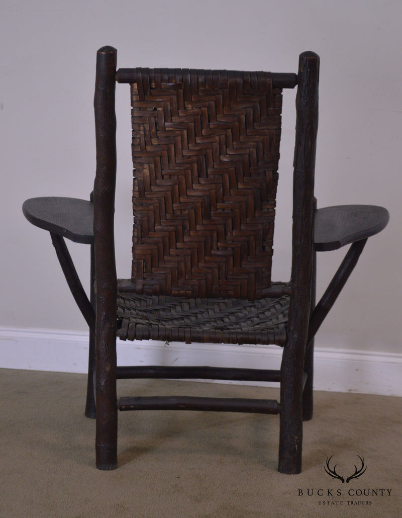 Old Hickory Antique Rustic Drop Side Student Armchair