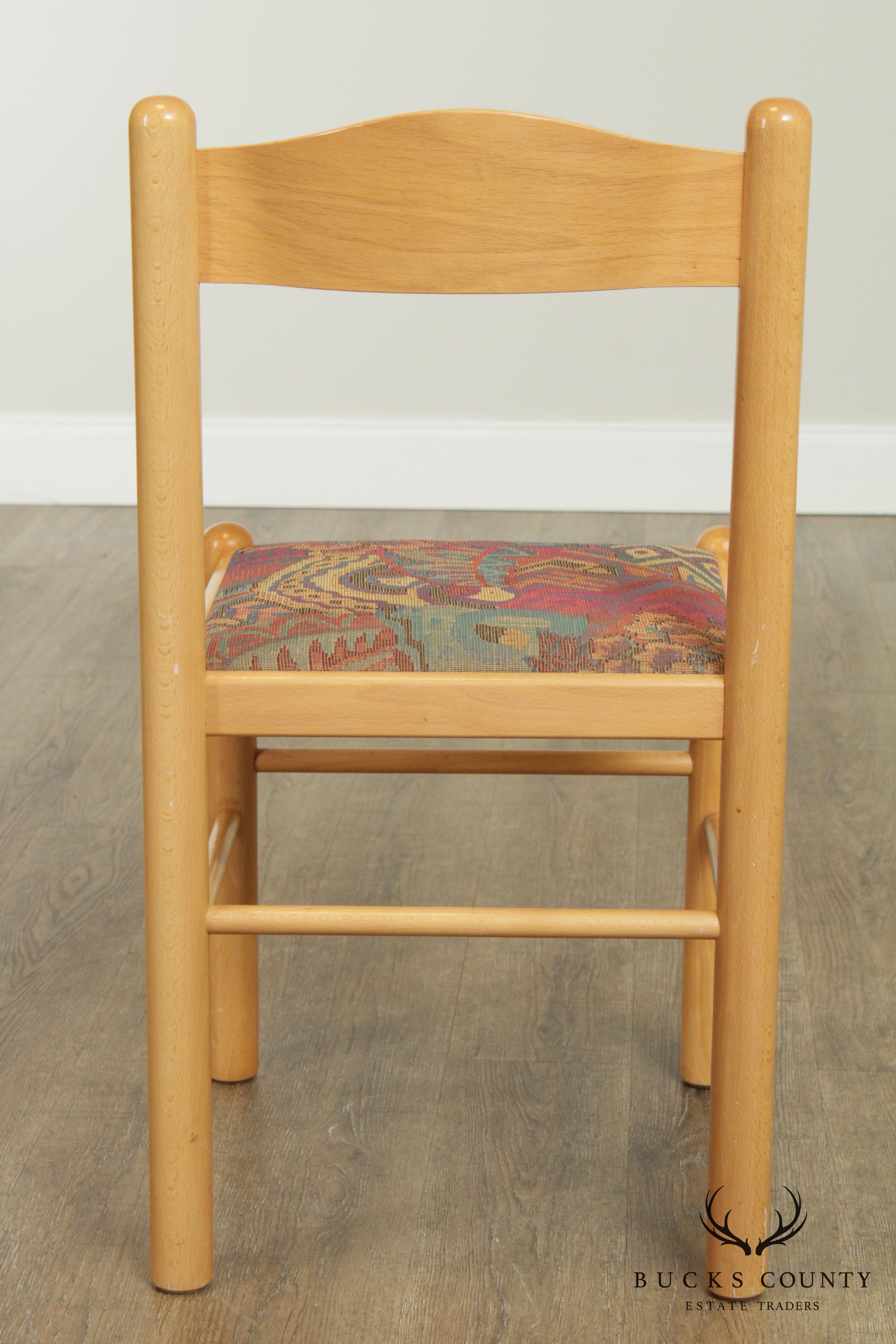 Mid Century Modern Set of 4 Blonde Beechwood Dining Chairs