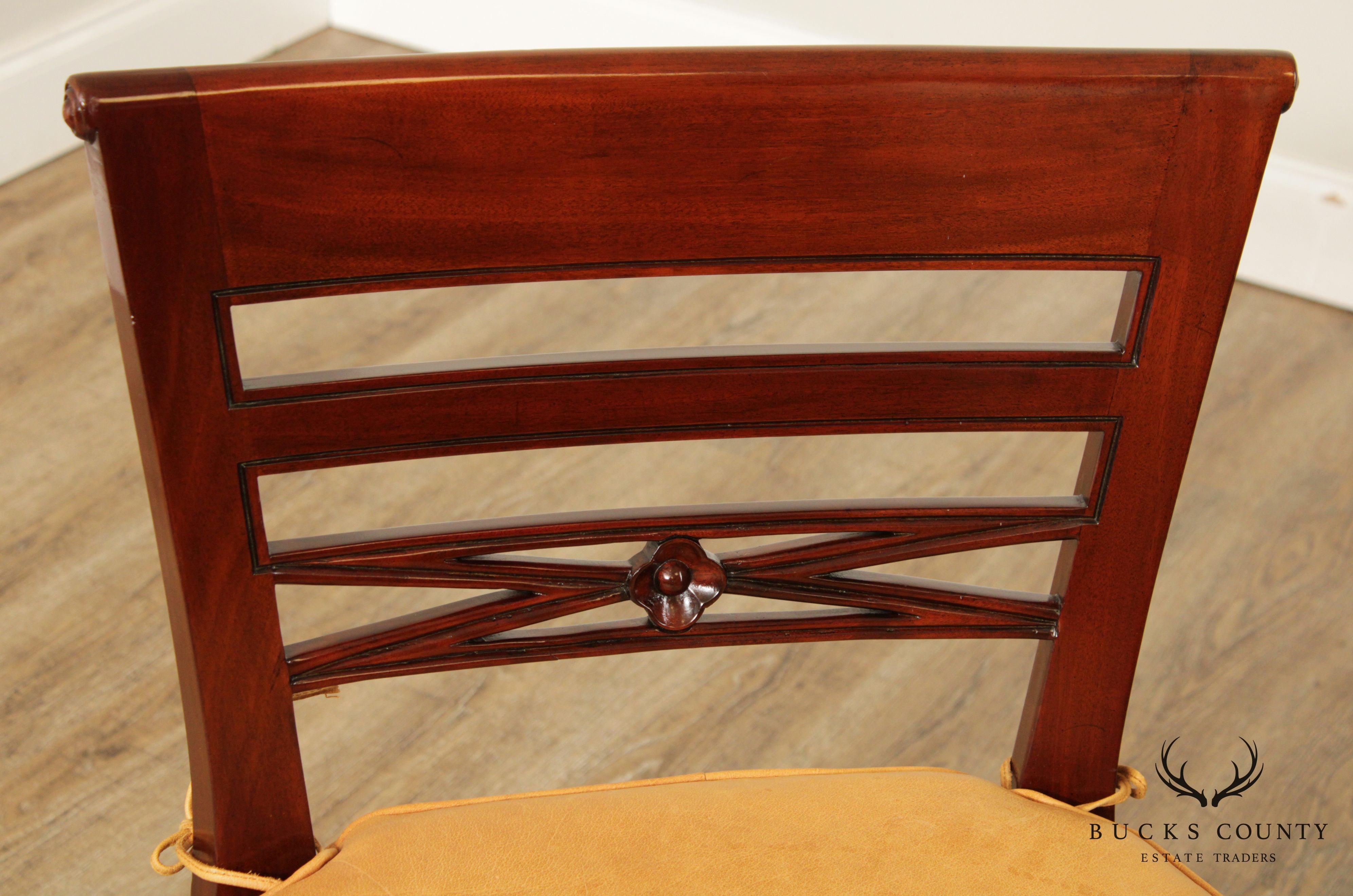 Regency Style Pair of Side Chairs with Leather Cushions