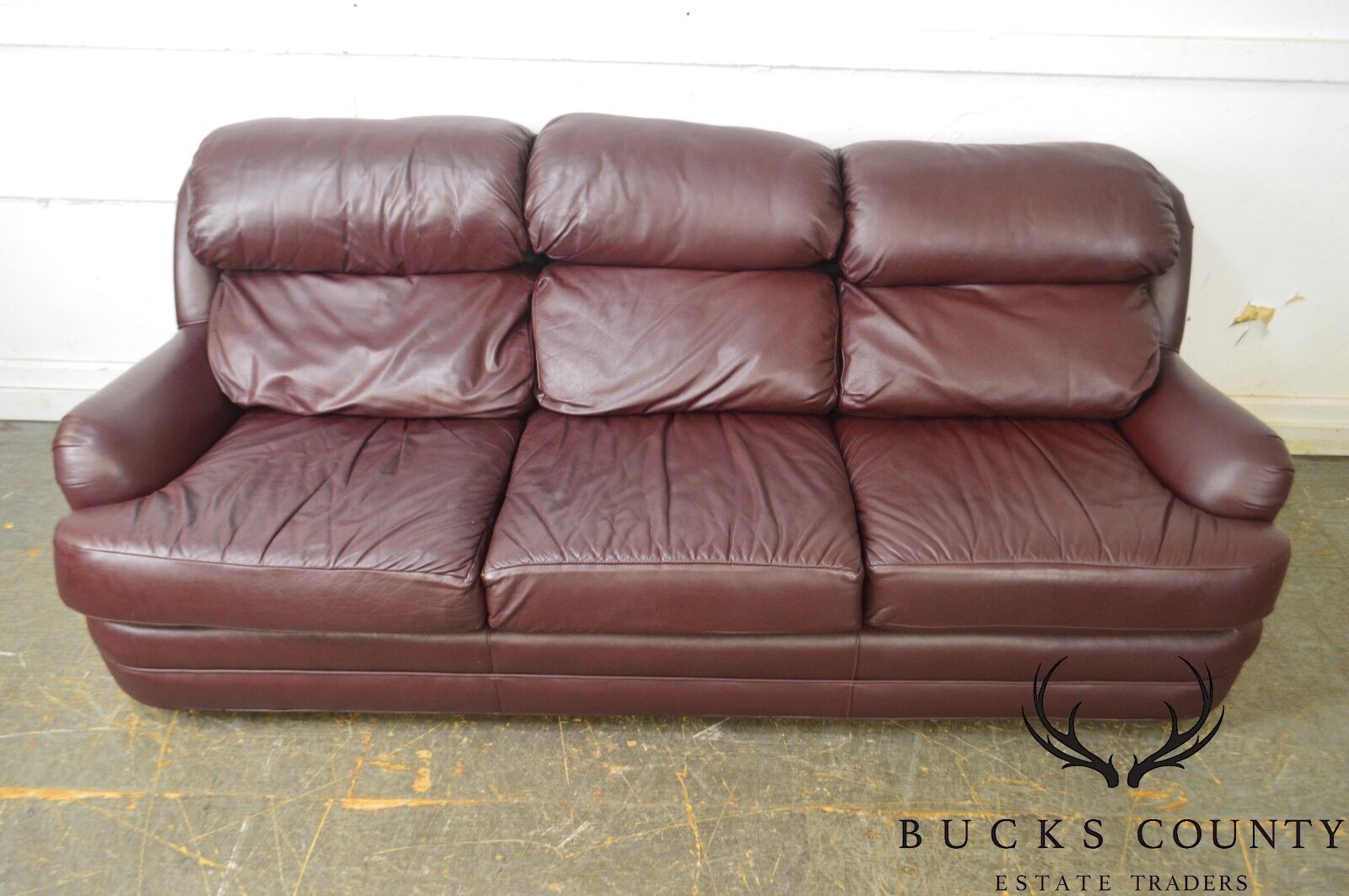 Classic Quality Leather Plum Sofa