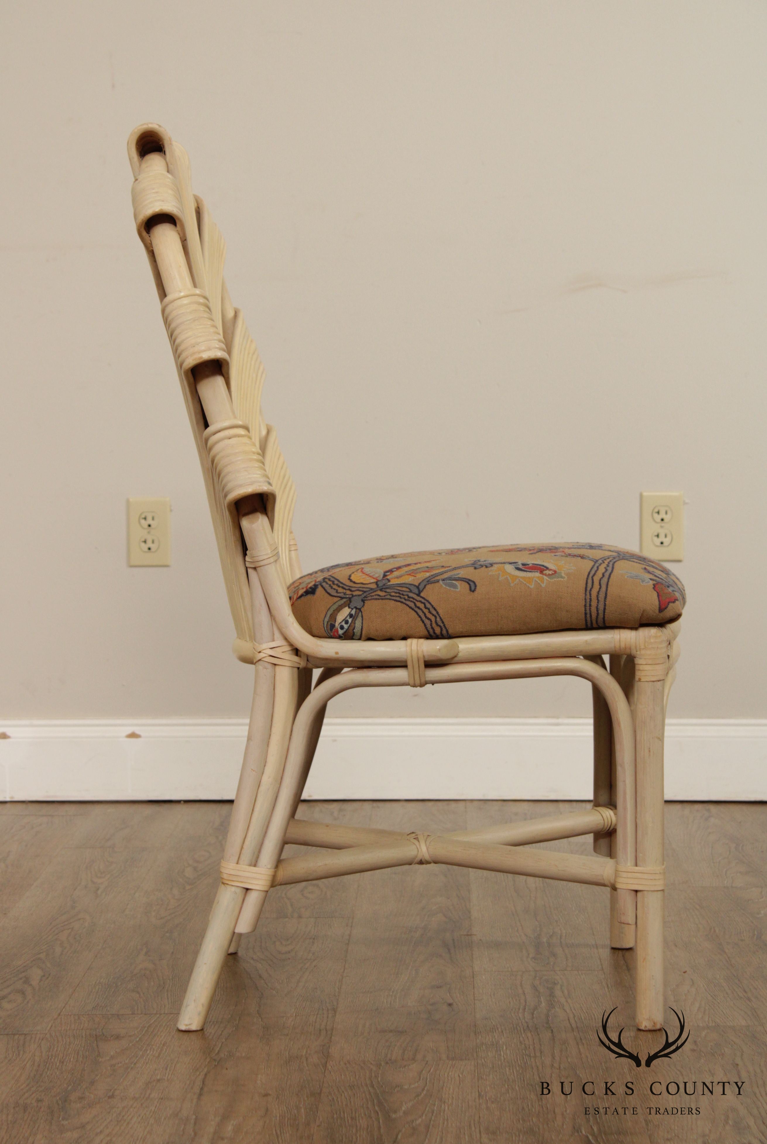 Vintage Rattan Cream Lacquered Dining Chair