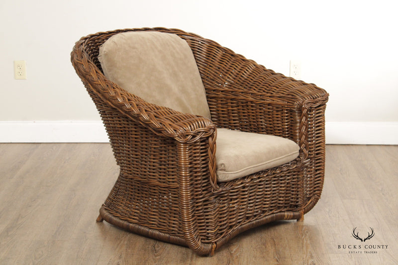 Quality Wicker Club Chair and Ottoman