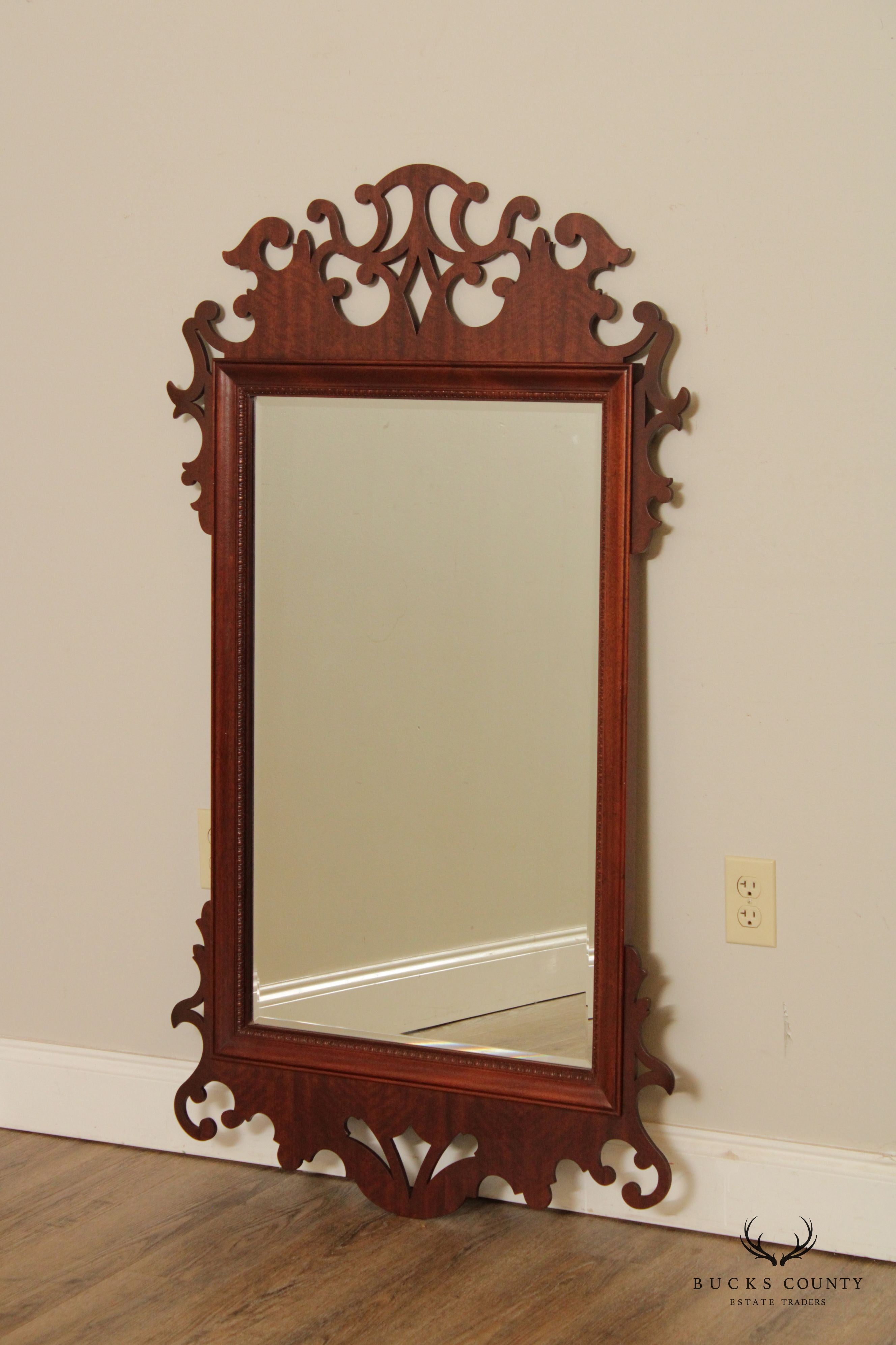 Baker Furniture Chippendale Style Carved Mahogany Wall Mirror