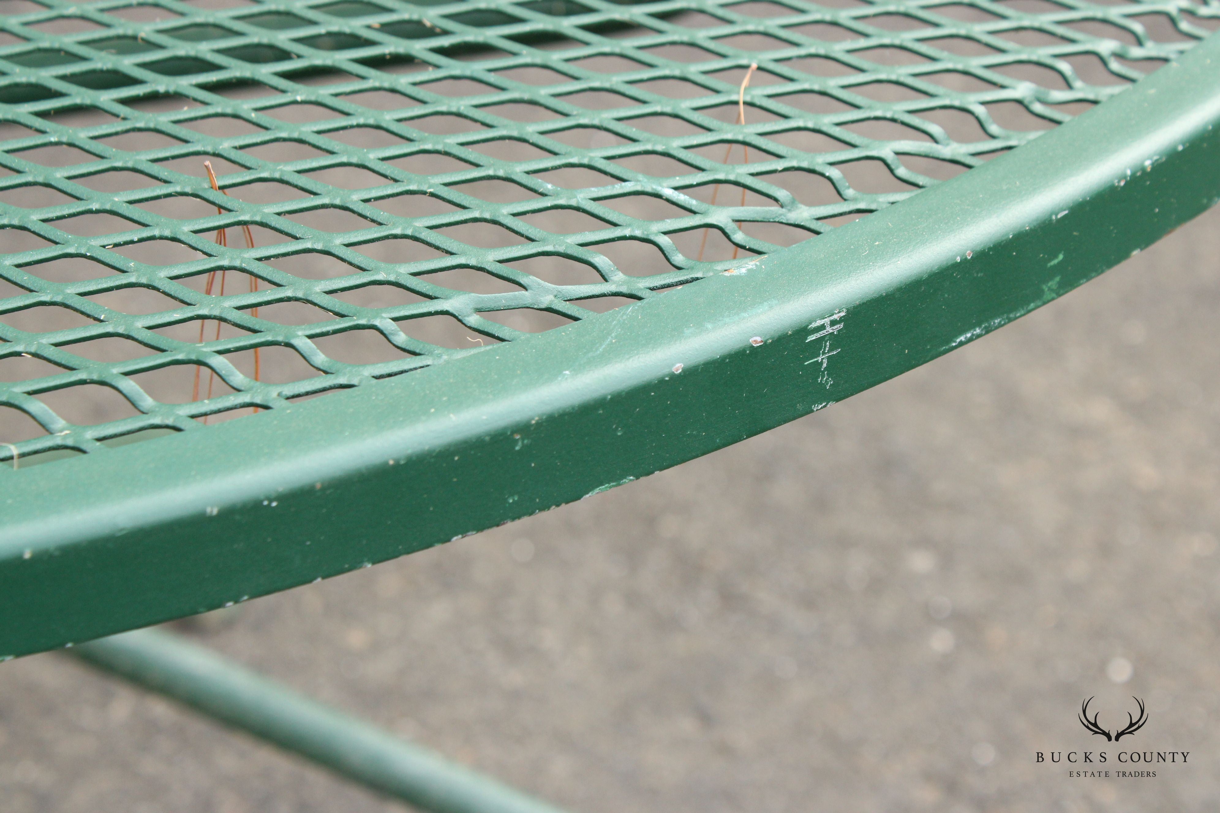 Mid Century Modern Wrought Iron Round Outdoor Patio Dining Table