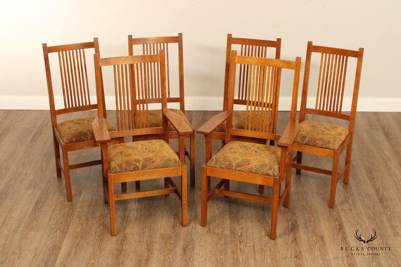 Stickley Mission Collection Set of Six Oak Spindle Dining Chairs