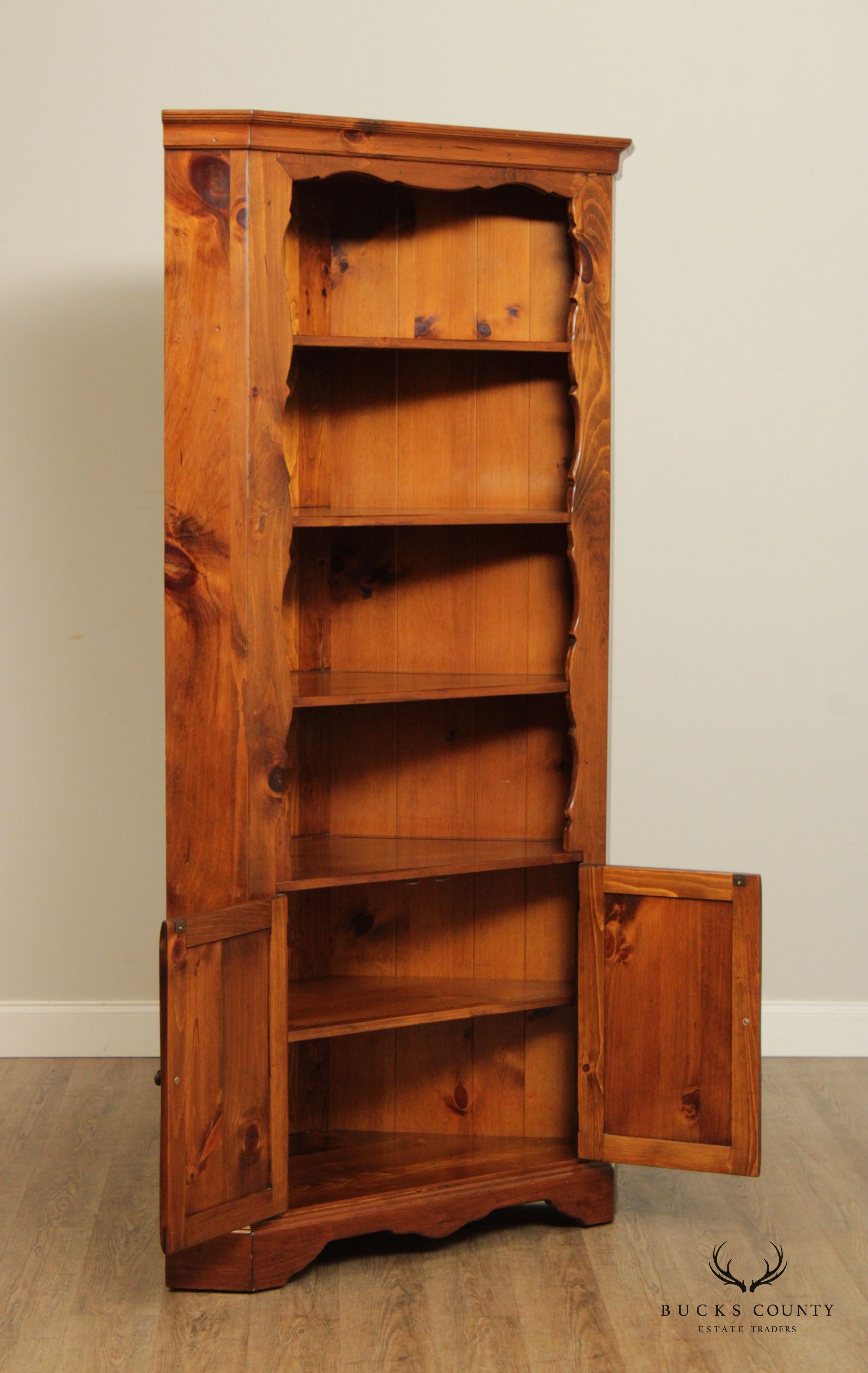 Plymwood Early American Style Pine Corner Cupboard