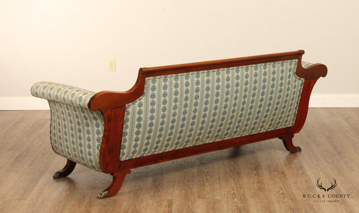 Duncan Phyfe Style Vintage Carved Mahogan Sofa
