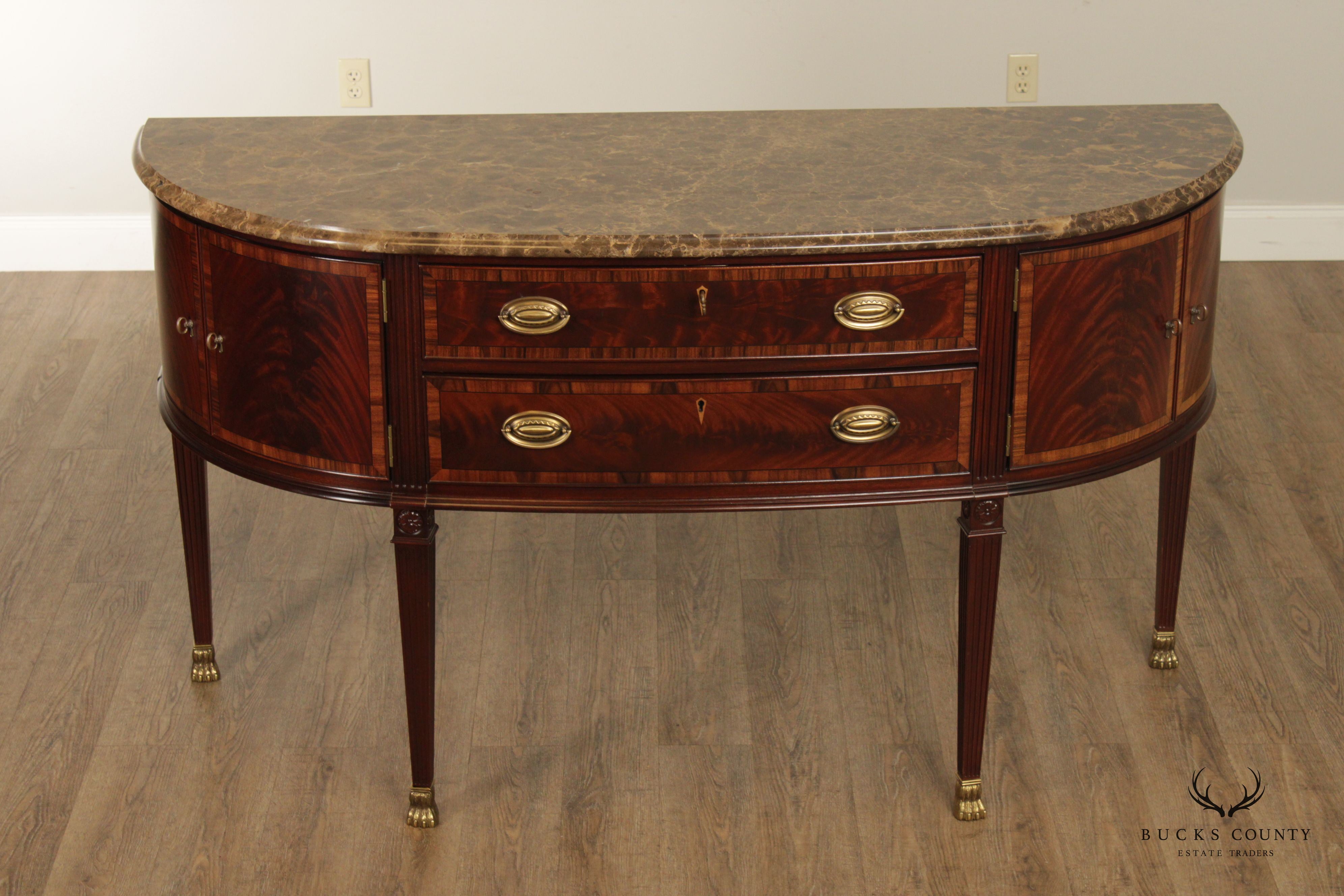 Councill Regency Style Marble Top Mahogany Sideboard