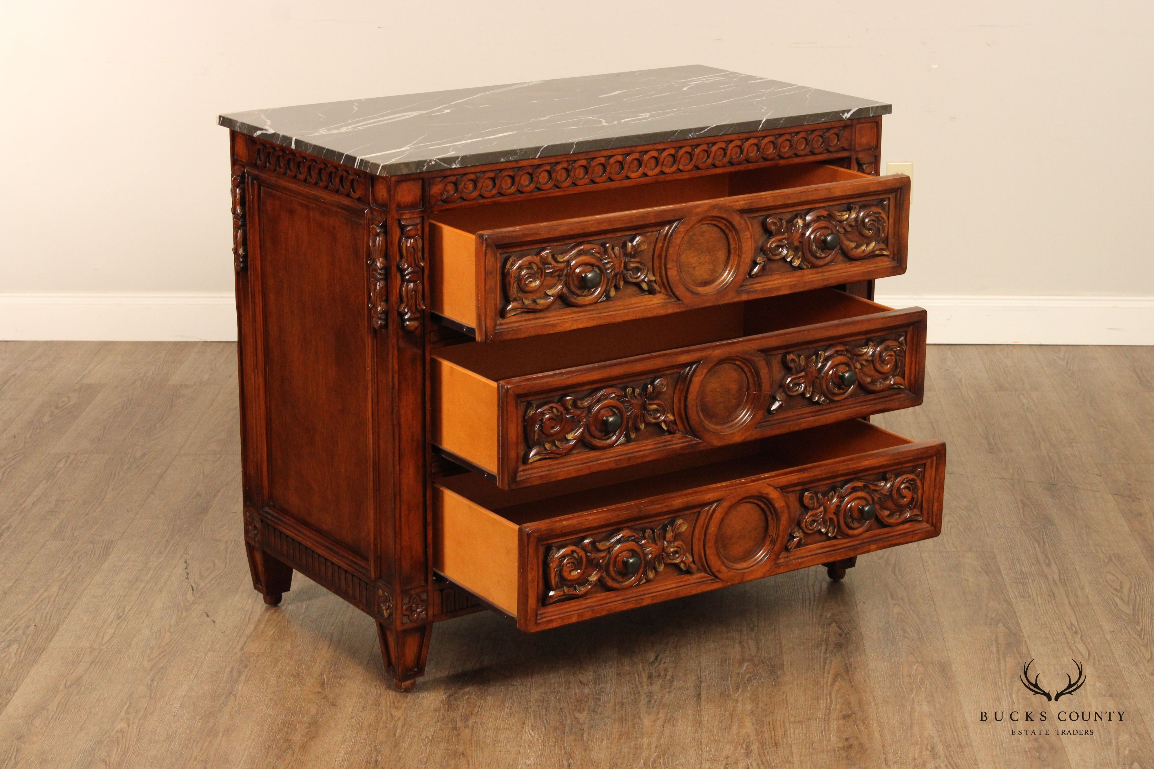 Italian Louis XVI Style Marble Top Chest of Drawers